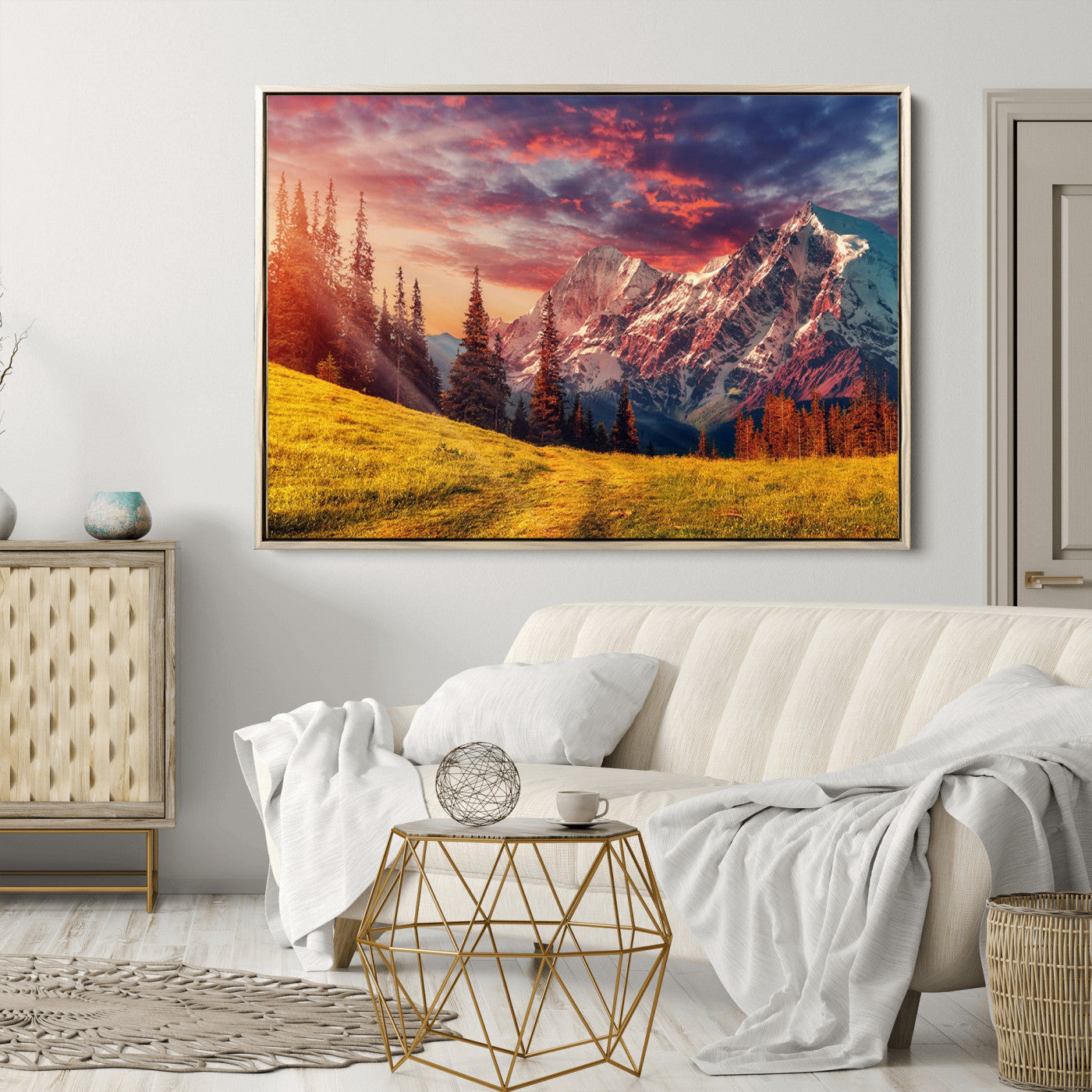 48448-MGV-CV-36X24-Mountain and Daylight Red Sunset Wall Art Canvas Print