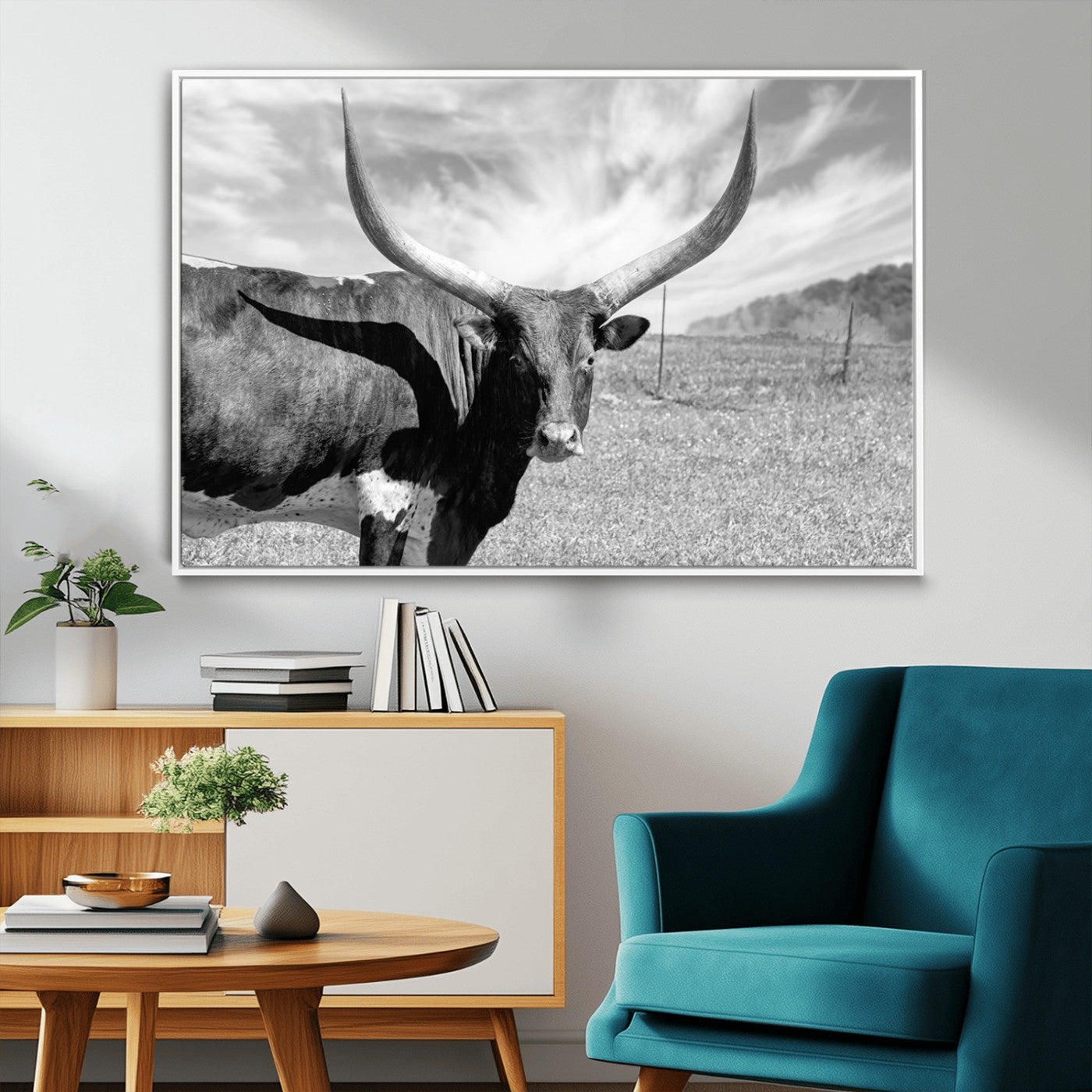 MGV-FC-36X24 - Cattle Wall Art Longhorn Cow Canvas Print