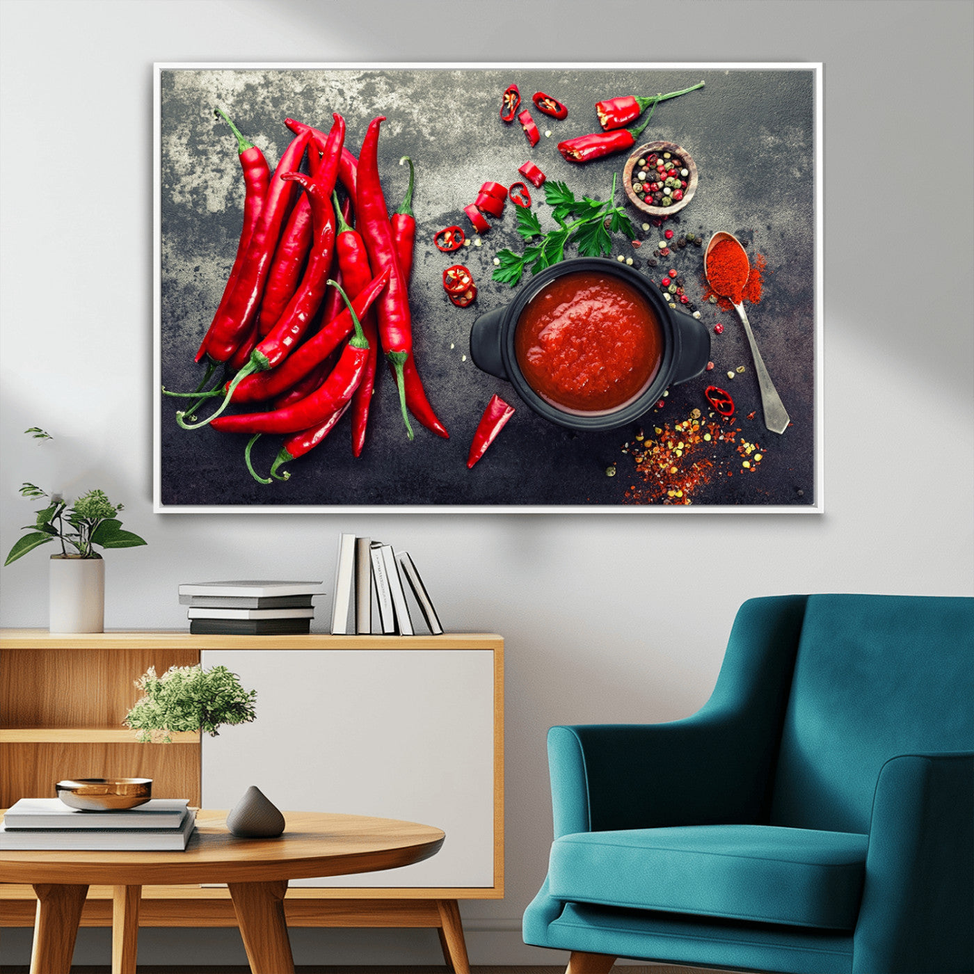 MGV-FC-36X24 - Red Pepper Kitchen and Restaurant Wall Wall Art, Red Pepper Kitchen Wall Decor Canvas Print