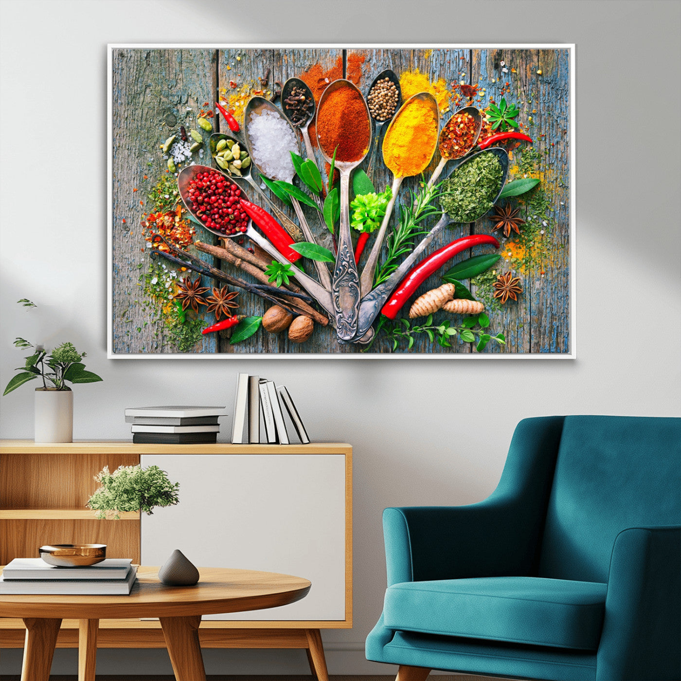 MGV-FC-36X24 - Spoonful of Spices Cooking Wall Art Canvas Print - Vibrant Kitchen Decor Triptych – Culinary Art