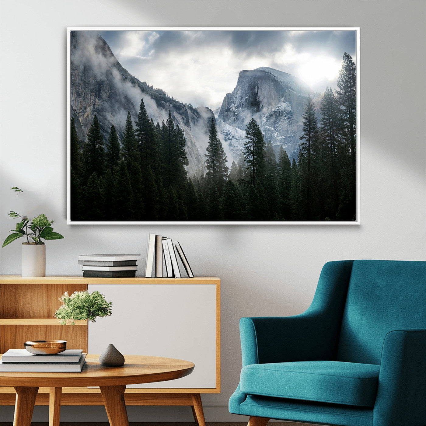 MGV-FC-36X24 - Yosemite National Park El Capitan Foggy Mountain Wall Art | Large Canvas Print for Living Room,