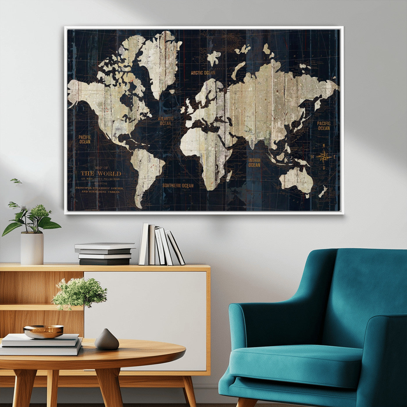 MGV-FC-36X24 - Push Pin World Map Canvas Print – Framed Wall Art for Couples to Track Their Travels – Anniversary