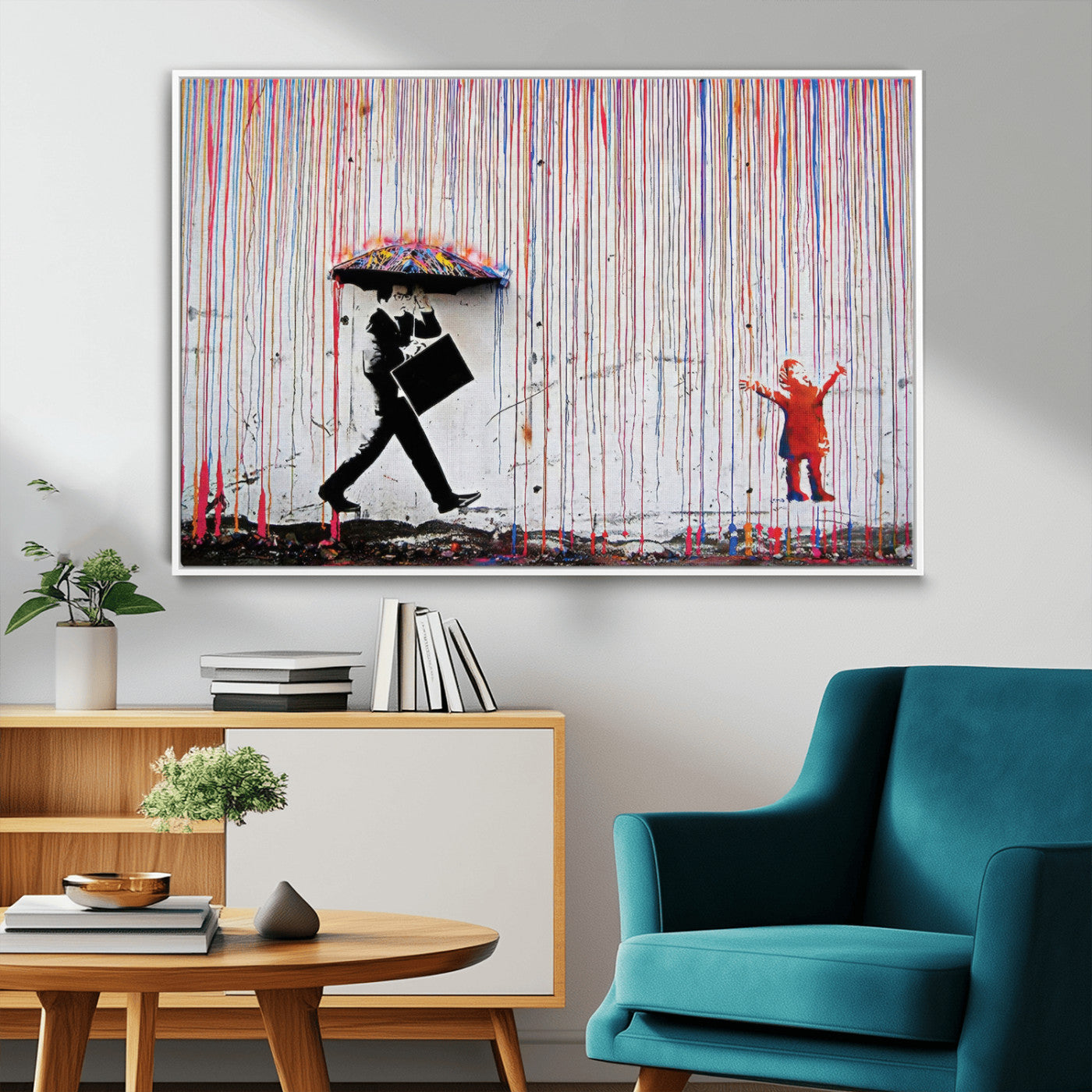 MGV-FC-36X24 - Banksy Wall Art Canvas Print, Framed Graffiti Art Picture Print, Banksy Urban Graffiti Perfect Modern Decor Artwork