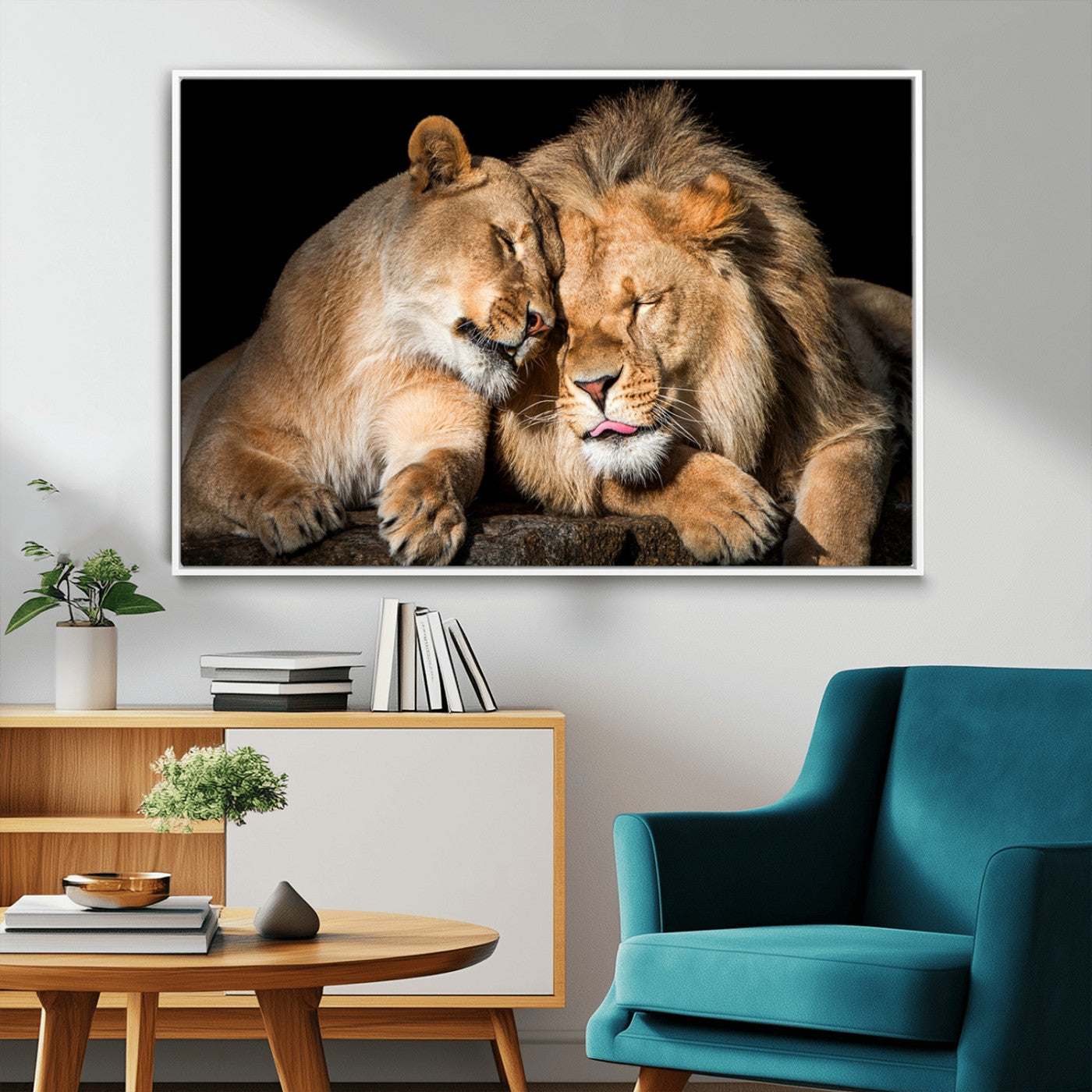MGV-FC-36X24 - Lion and Lioness Wall Art Print Canvas | 3-Panel African Wildlife Canvas Print | Animal-Themed Art