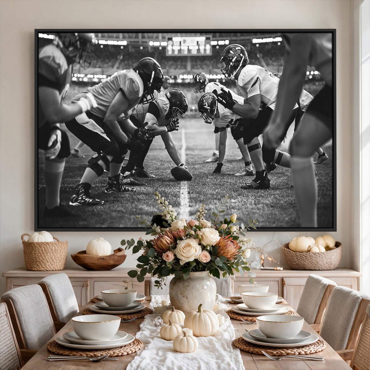 13273-MGV-CV-36X24 - American Football Wall Art Canvas Print Framed Stadium Sport
