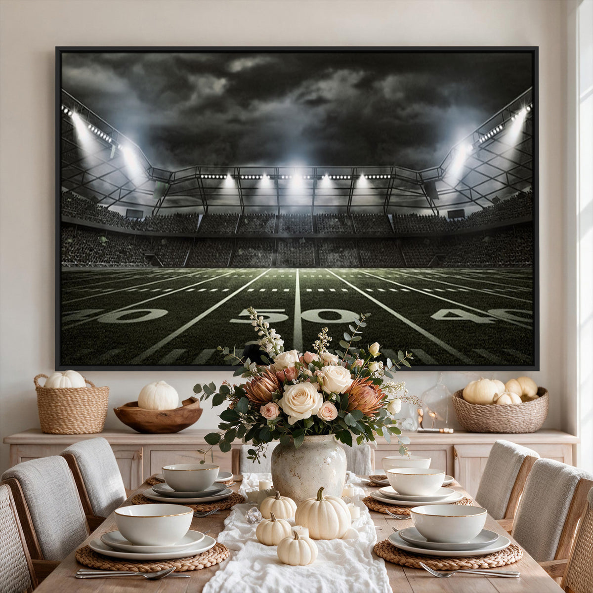 90107-MGV-CV-36X24 - American Football Stadium Wall Art Canvas Print, Stadium Sport Wall Art Print