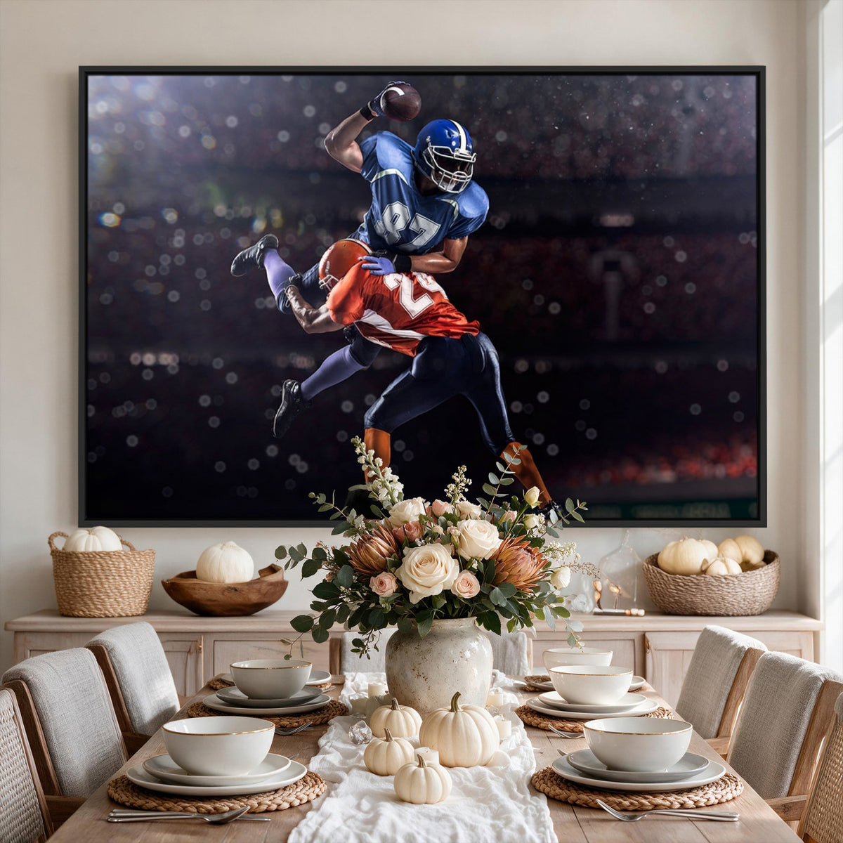 76491-MGV-CV-36X24 - American Football Wall Art Canvas Print, Stadium Sport Wall Art Print