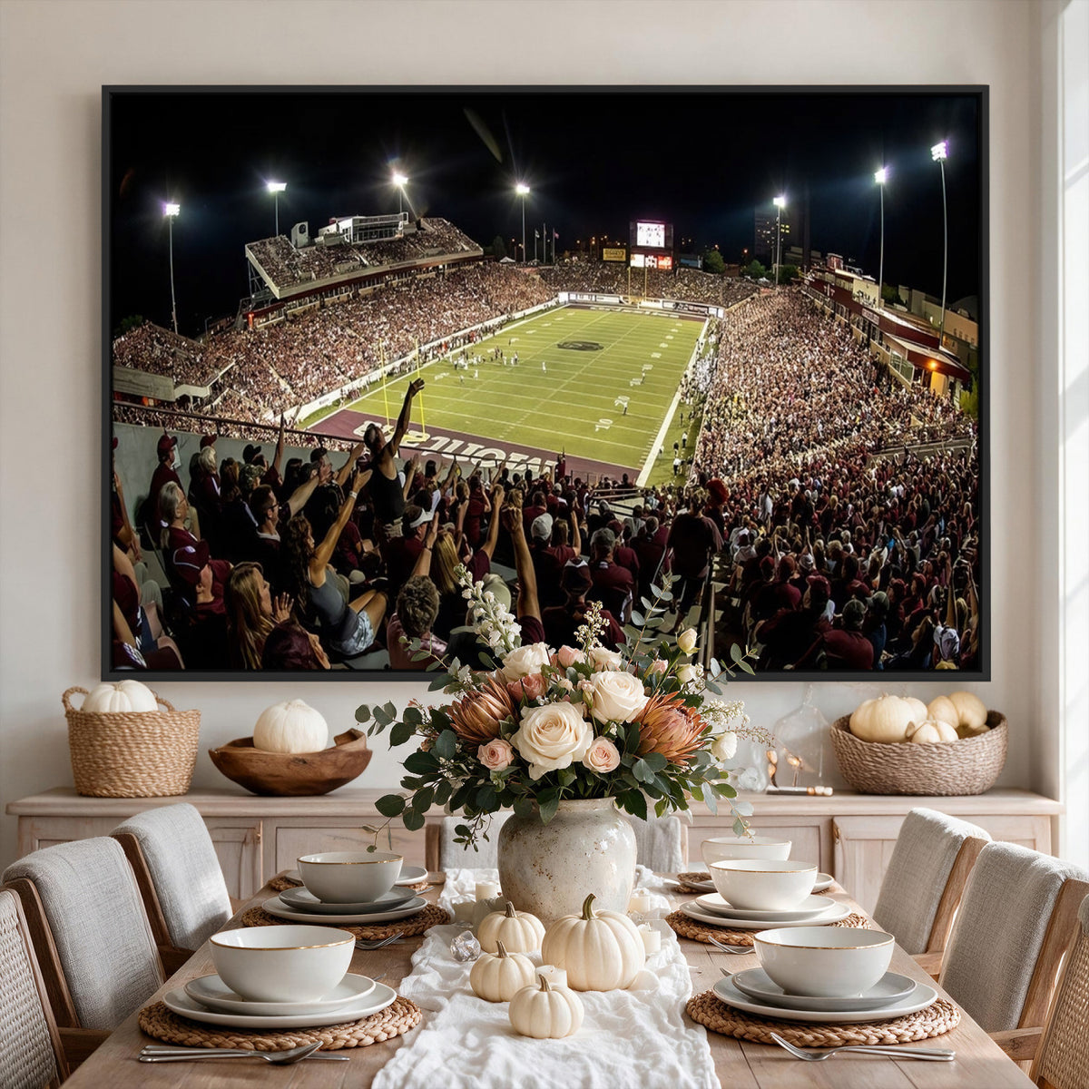 94126-MGV-CV-36X24 - Washington-Grizzly Stadium Canvas Wall Art | Exciting Game Night Atmosphere in Panoramic View