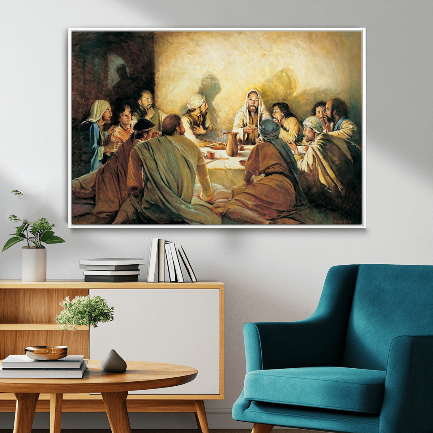 MGV-FC-36X24 - Last Supper Wall Art Canvas Print, Framed Jesus Painting Art Picture Print, Moderne Bibel Perfect Traditional/Religious Decor Artwork