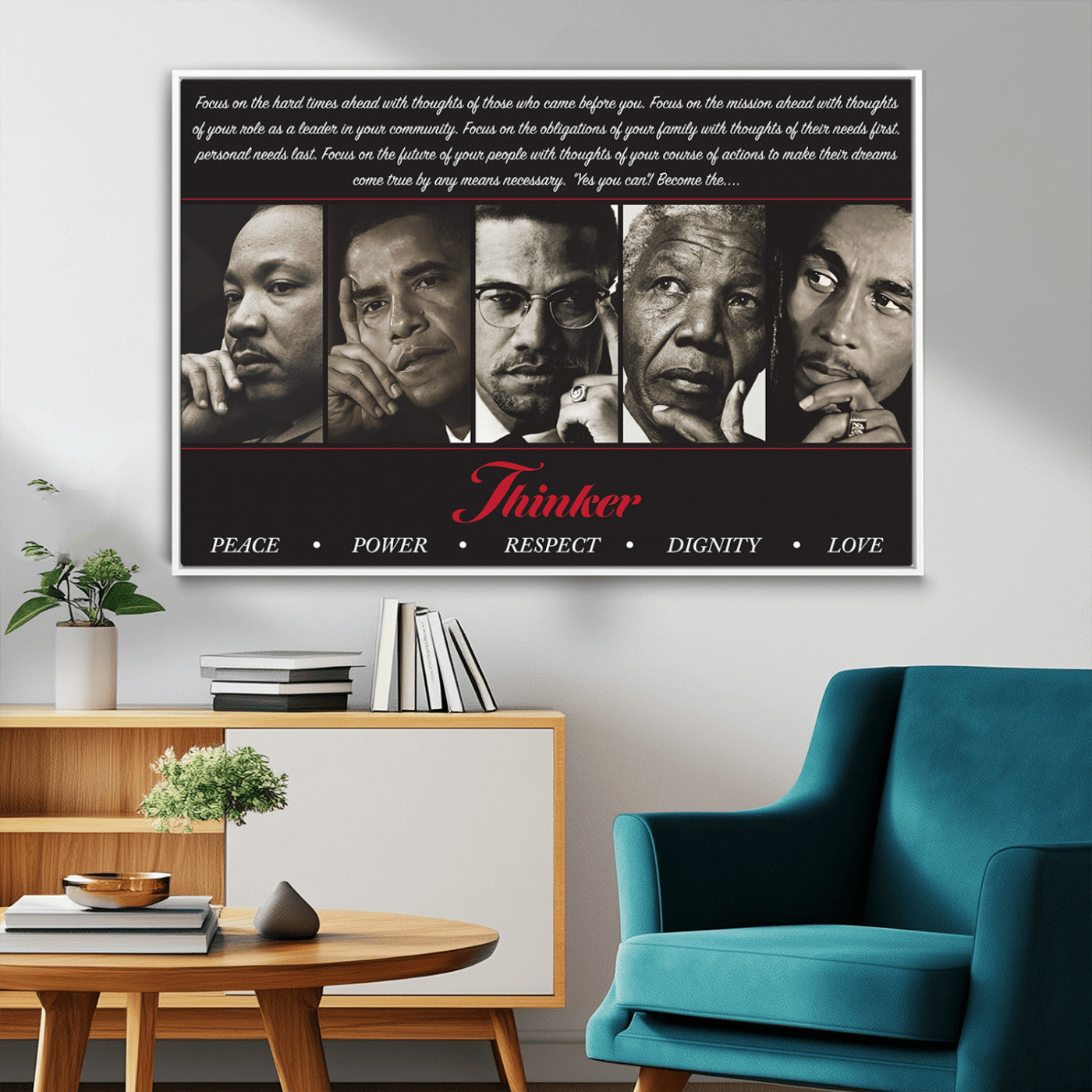 MGV-FC-36X24 - Thinkers of Wall Art Canvas Print - Inspirational Wall Art Featuring Icons of Peace, Power, and