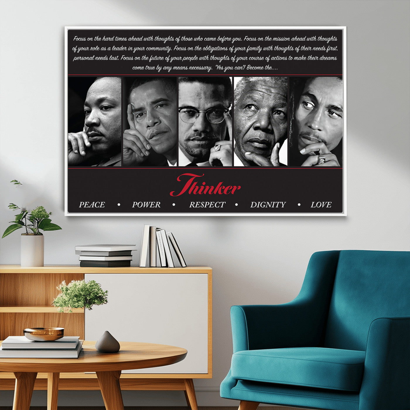 MGV-FC-36X24 - Thinker Peace Power Respect Dignity Wall Art | Thinkers of Changel Wall Art Featuring Icons of