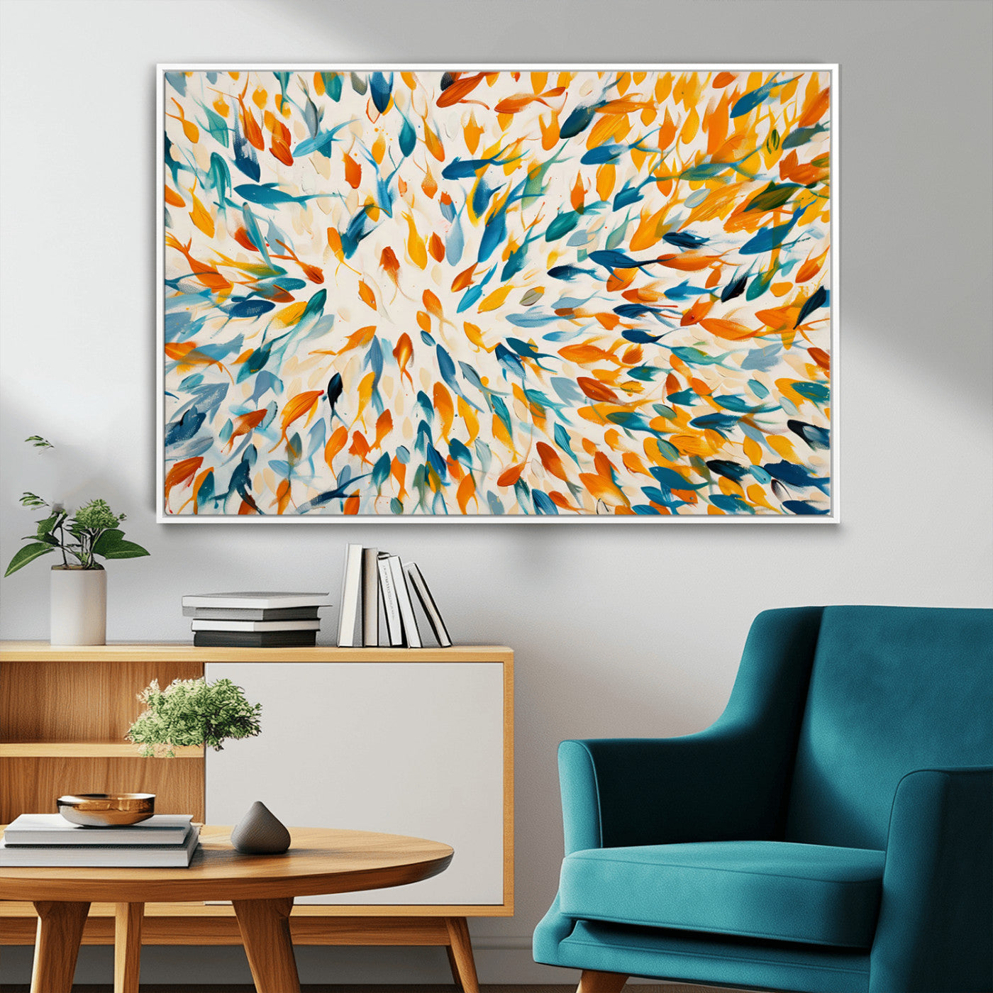 -Colorful Fish Wall Art Print – Abstract Ocean-Inspired Wall Art for Modern Spaces | Framed Canvas,
