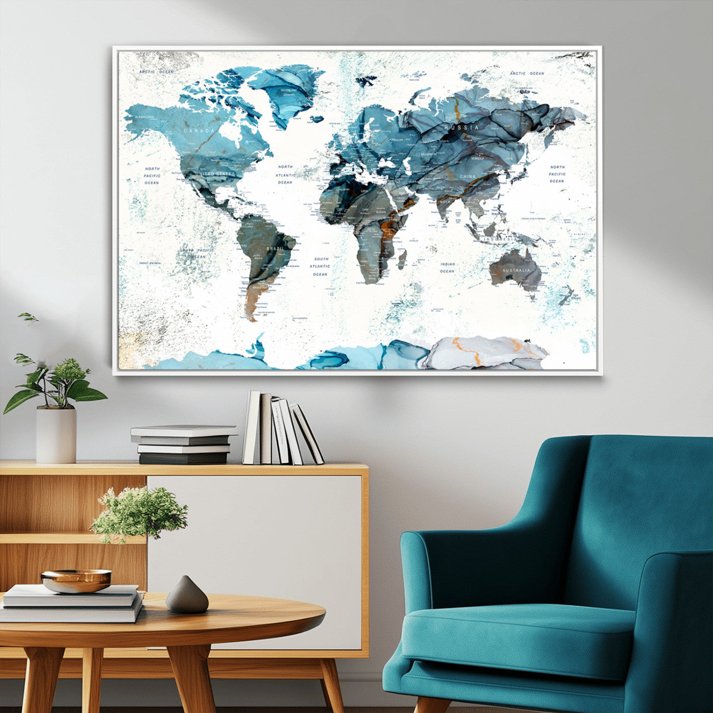 MGV-FC-36X24 - Push Pin World Map Canvas Print – Framed Wall Art for Couples to Track Their Travels – Anniversary