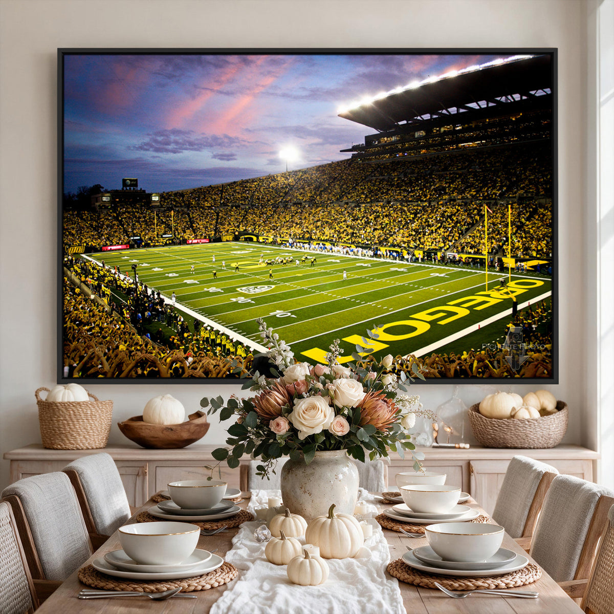 72017-MGV-CV-36X24 - University of Oregon Ducks Football Team Print, Eugene, Framed and Ready to Hang
