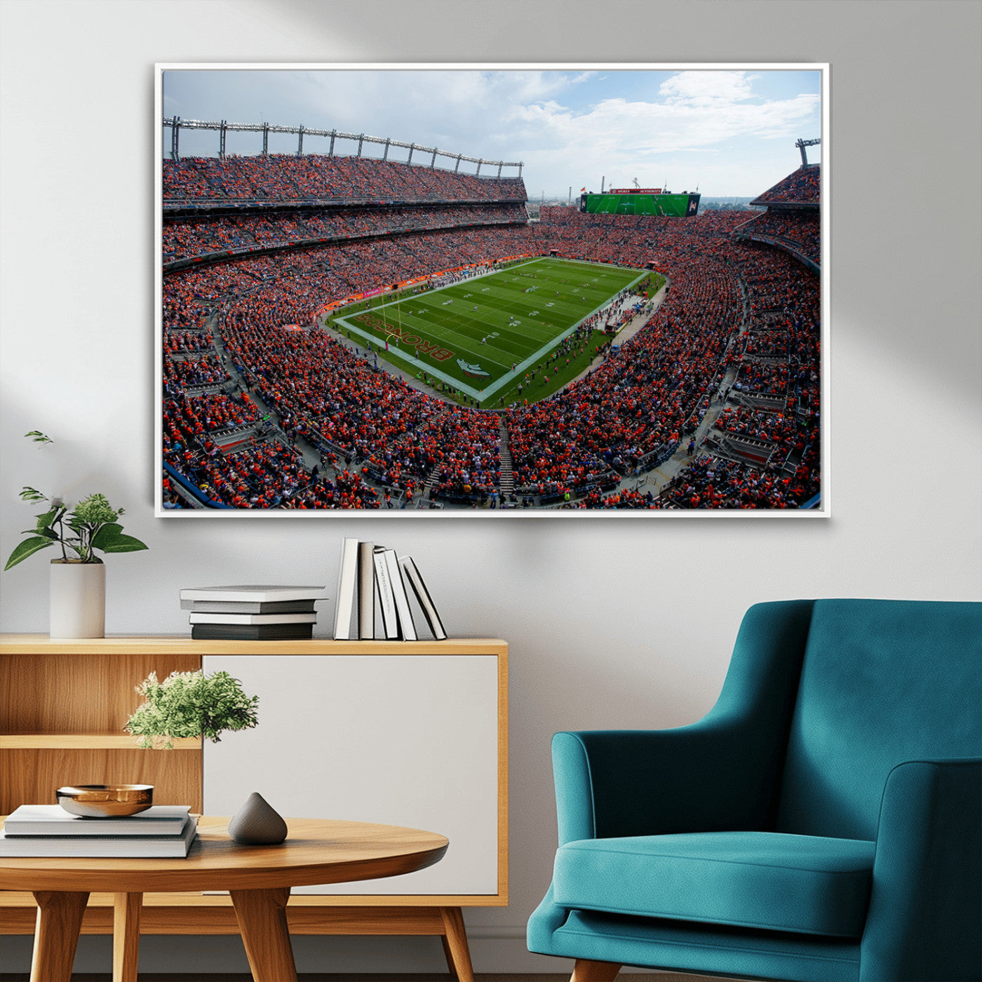 MGV-FC-36X24 - Denver Broncos Football Team Print - Empower Field Mile High Stadium Wall Art Canvas Print