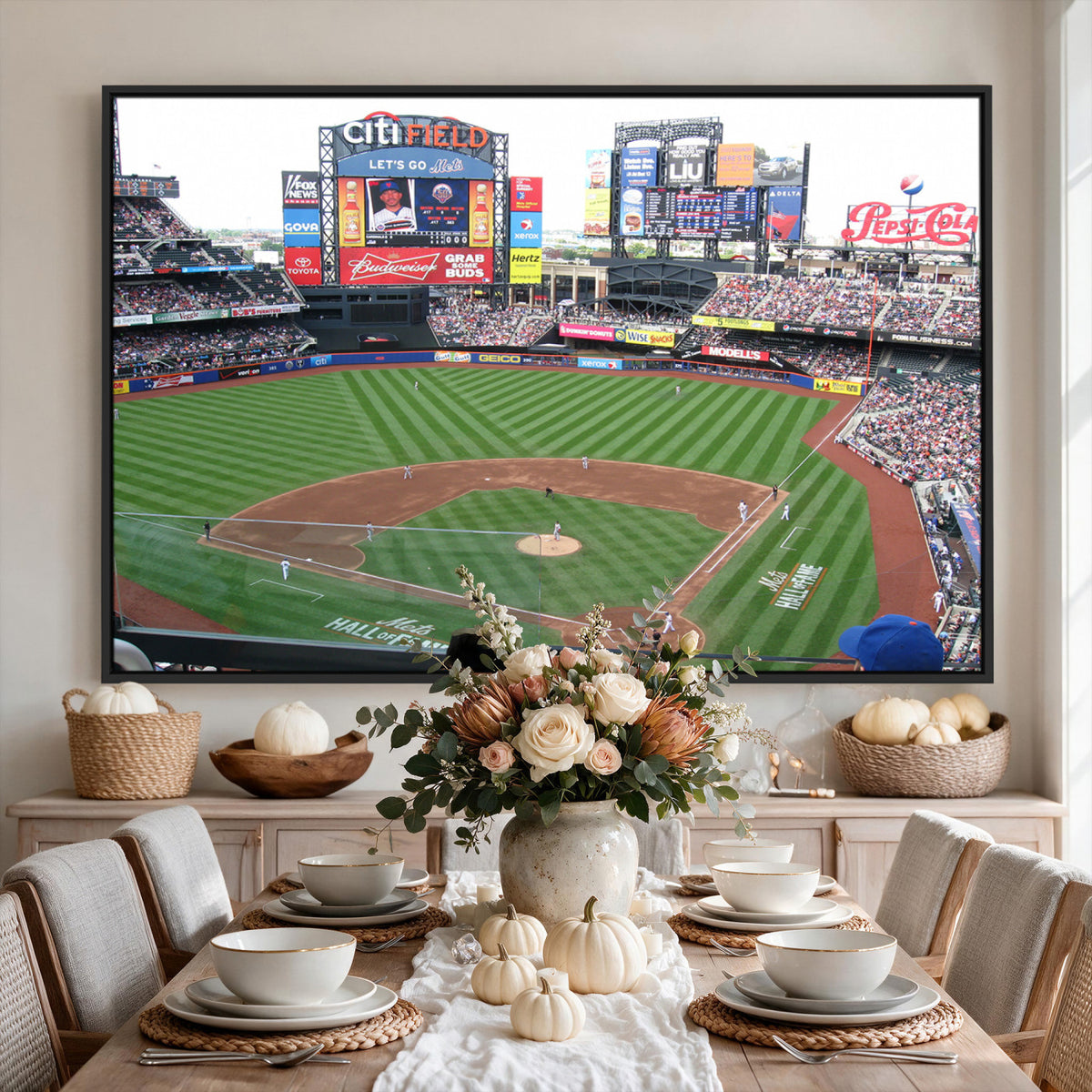 64829-MGV-CV-36X24 - New York Mets Baseball Team Print, Citi Field Baseball Stadium Wall Art