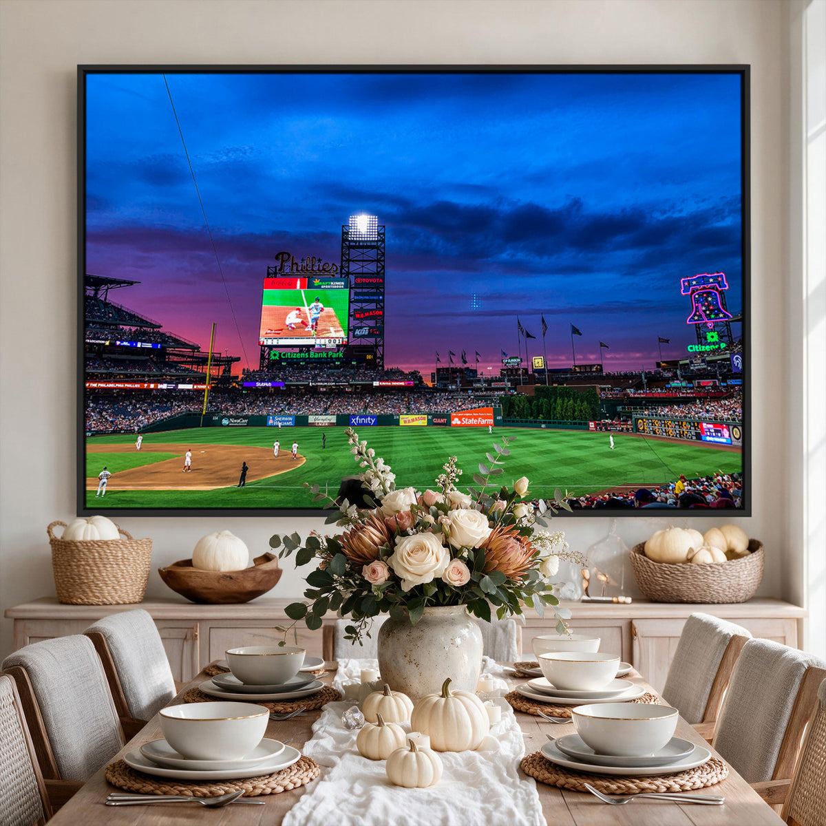 20427-MGV-CV-36X24 - Philadelphia Phillies Baseball Team Print, Citizens Bank Park, Extra Large Game Room Wall Decor