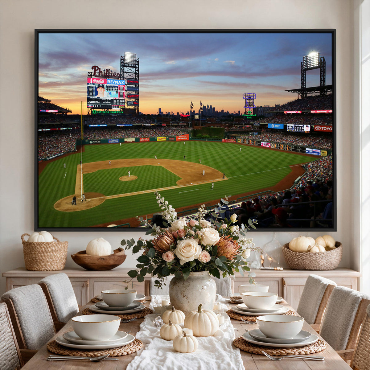 13778-MGV-CV-36X24 - Citizens Bank Park Philadelphia Phillies Wall Art Canvas | 3-Panel Canvas Print of Phillies Stadium