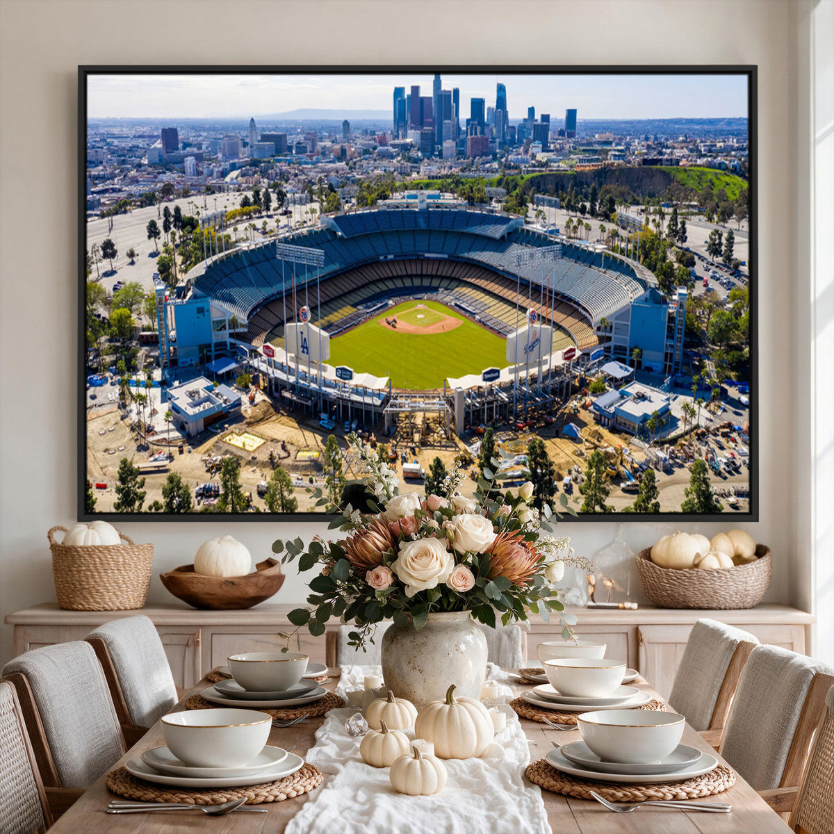 58596-MGV-CV-36X24 - Los Angeles Dodgers Dodger Stadium Wall Art Canvas Print, Extra Large Game Room Wall Decor