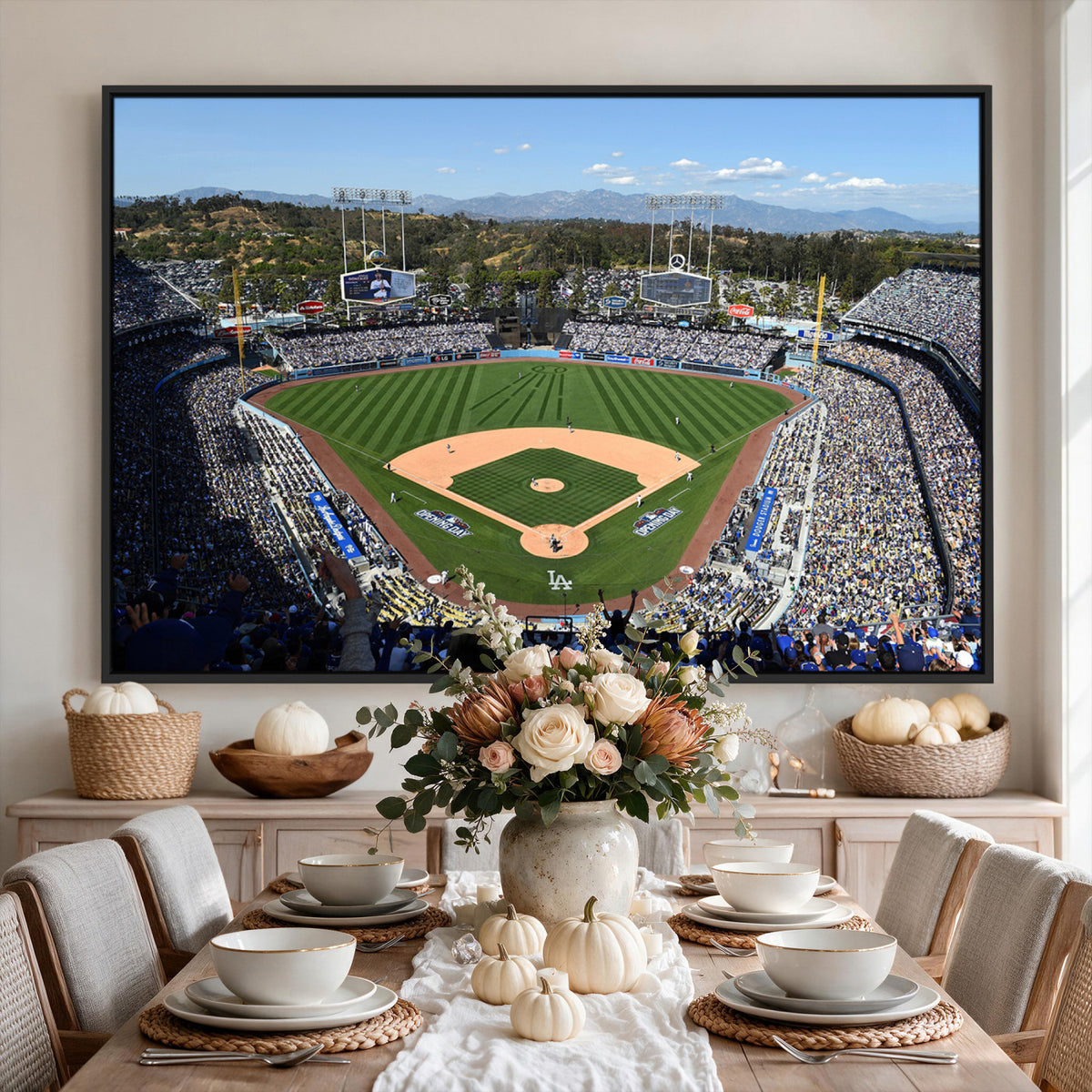 20436-MGV-CV-36X24 - Los Angeles Dodgers Dodger Stadium Wall Art Canvas Print, Framed and Ready to Hang
