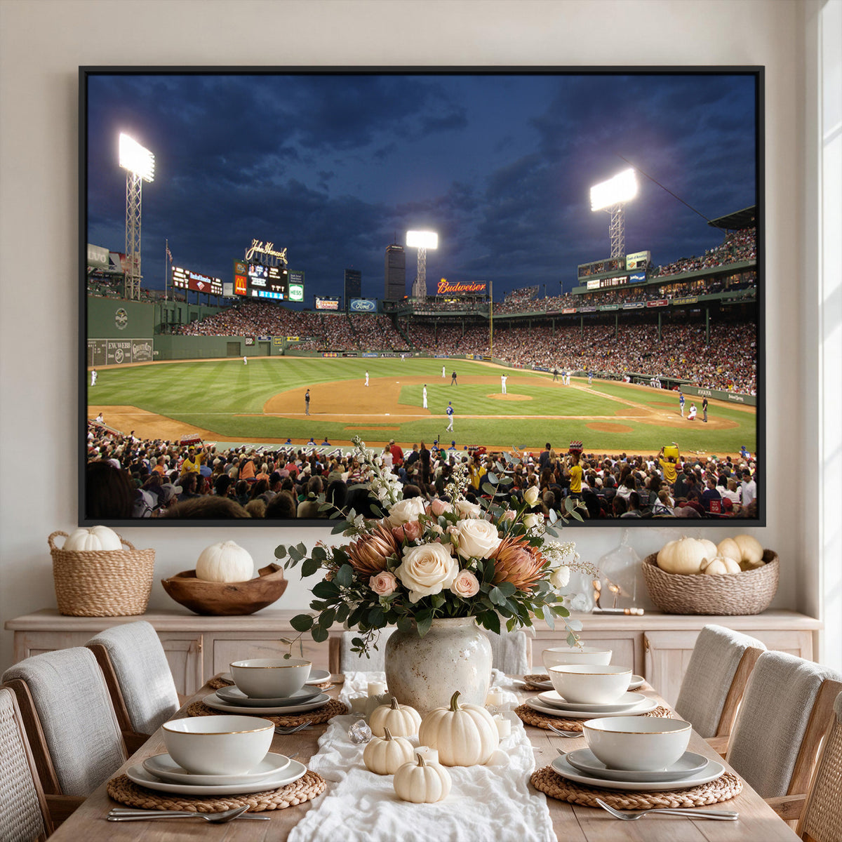85099-MGV-CV-36X24 - Boston Red Sox Baseball Team Print Canvas, Massachusetts Fenway Park Stadium Wall Art
