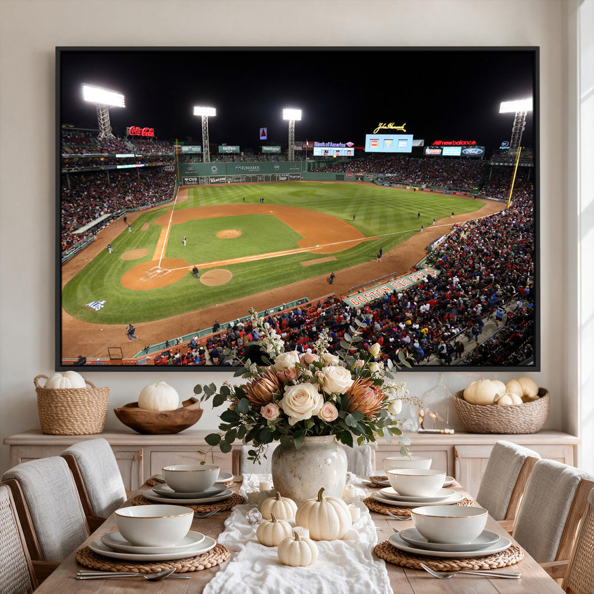 41158-MGV-CV-36X24 - Boston Red Sox Baseball Team Print, Massachusetts Fenway Park Stadium Wall Art