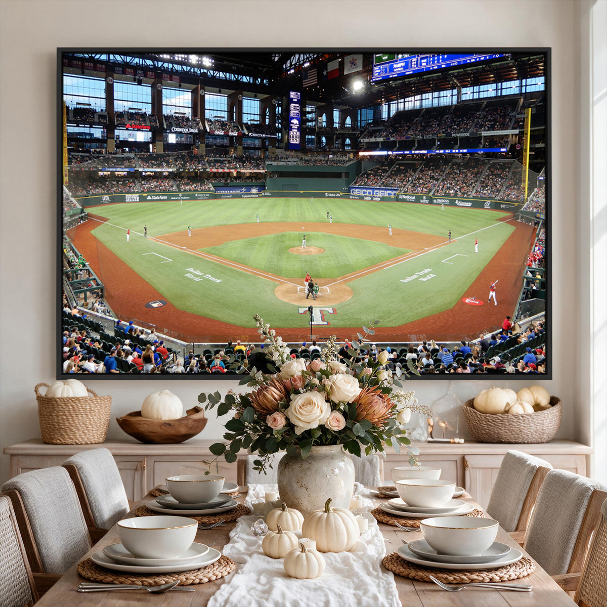 78468-MGV-CV-36X24 - Texas Rangers Baseball Team Print, Arlington Globe Life Field Stadium Wall Art