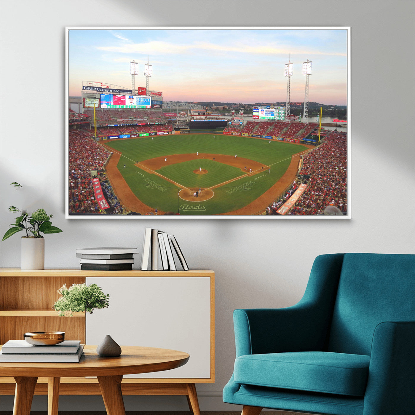 MGV-FC-36X24 - Cincinnati Reds Baseball Print Canvas- Cincinnati Great American Ball Park Stadium Wall Art Canvas