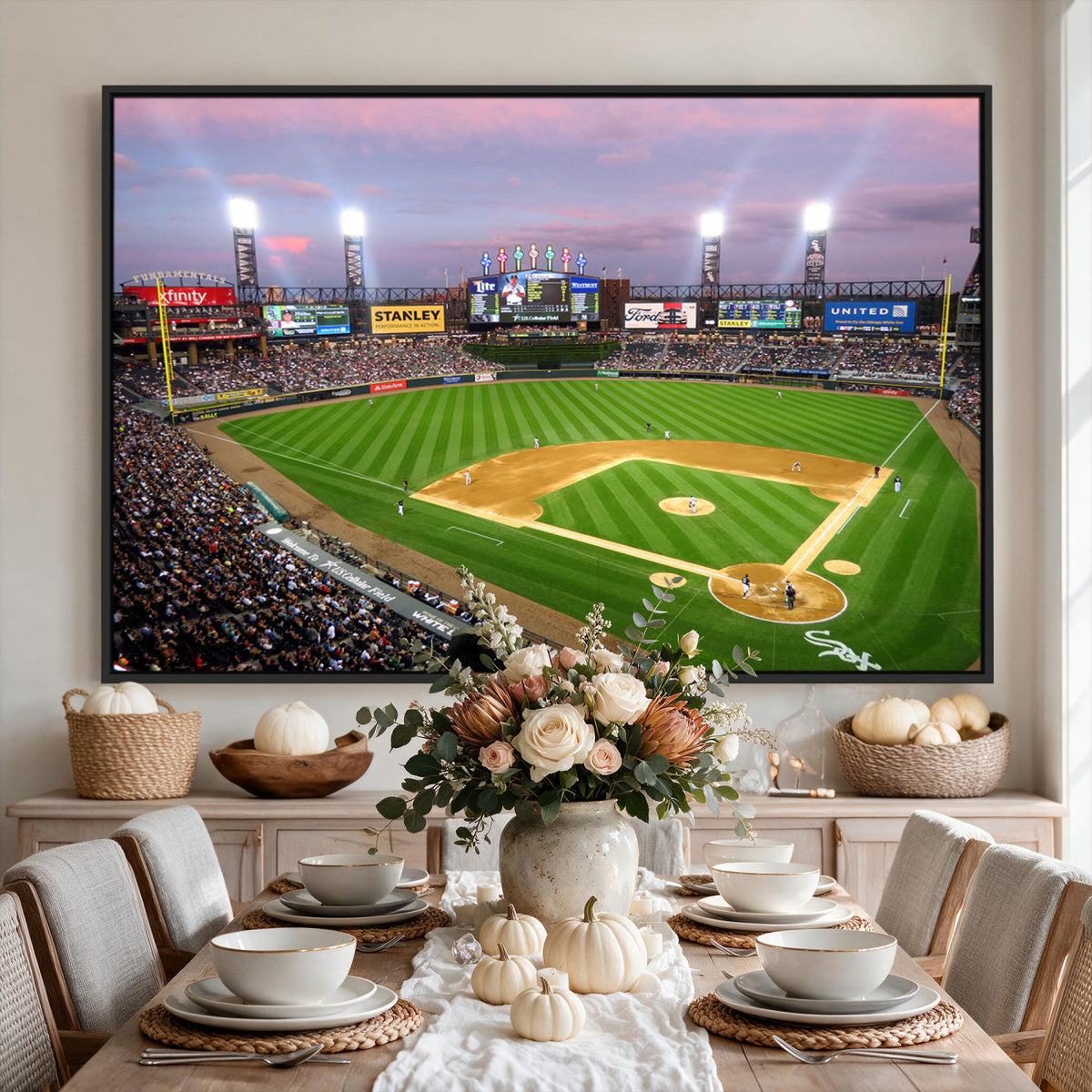 38470-MGV-CV-36X24 - Chicago White Sox Baseball Team Print Canvas, Guaranteed Rate Field Stadium Wall Art