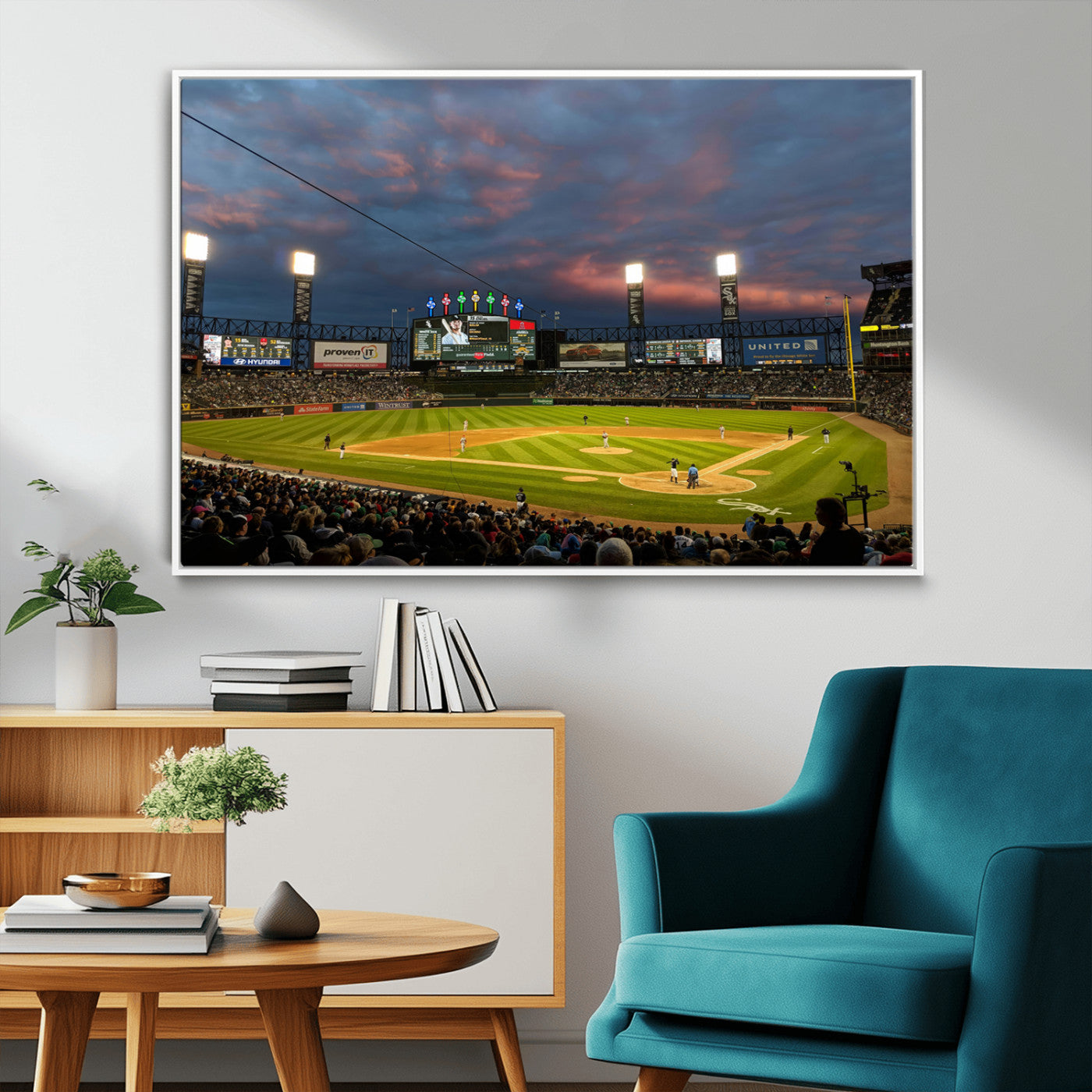 MGV-FC-36X24 - Chicago White Sox Baseball Team Print Canvas- Guaranteed Rate Field Stadium Wall Art Canvas Print