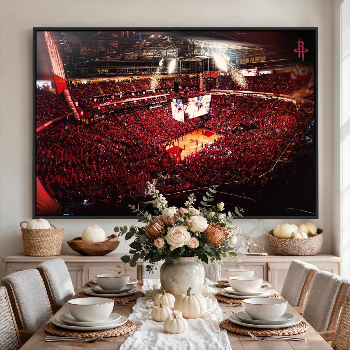 91527-MGV-CV-36X24 - Houston Rockets Basketball Team Print Canvas, Houston Toyota Center Arena Wall Art