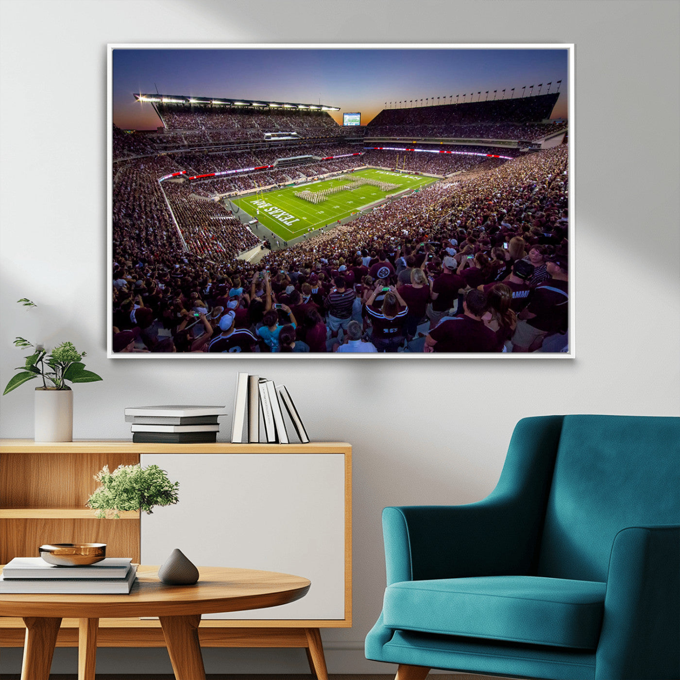 MGV-FC-36X24 - Texas A&M University Aggies Football Team Print - College Station Kyle Field Stadium Wall Art Canvas