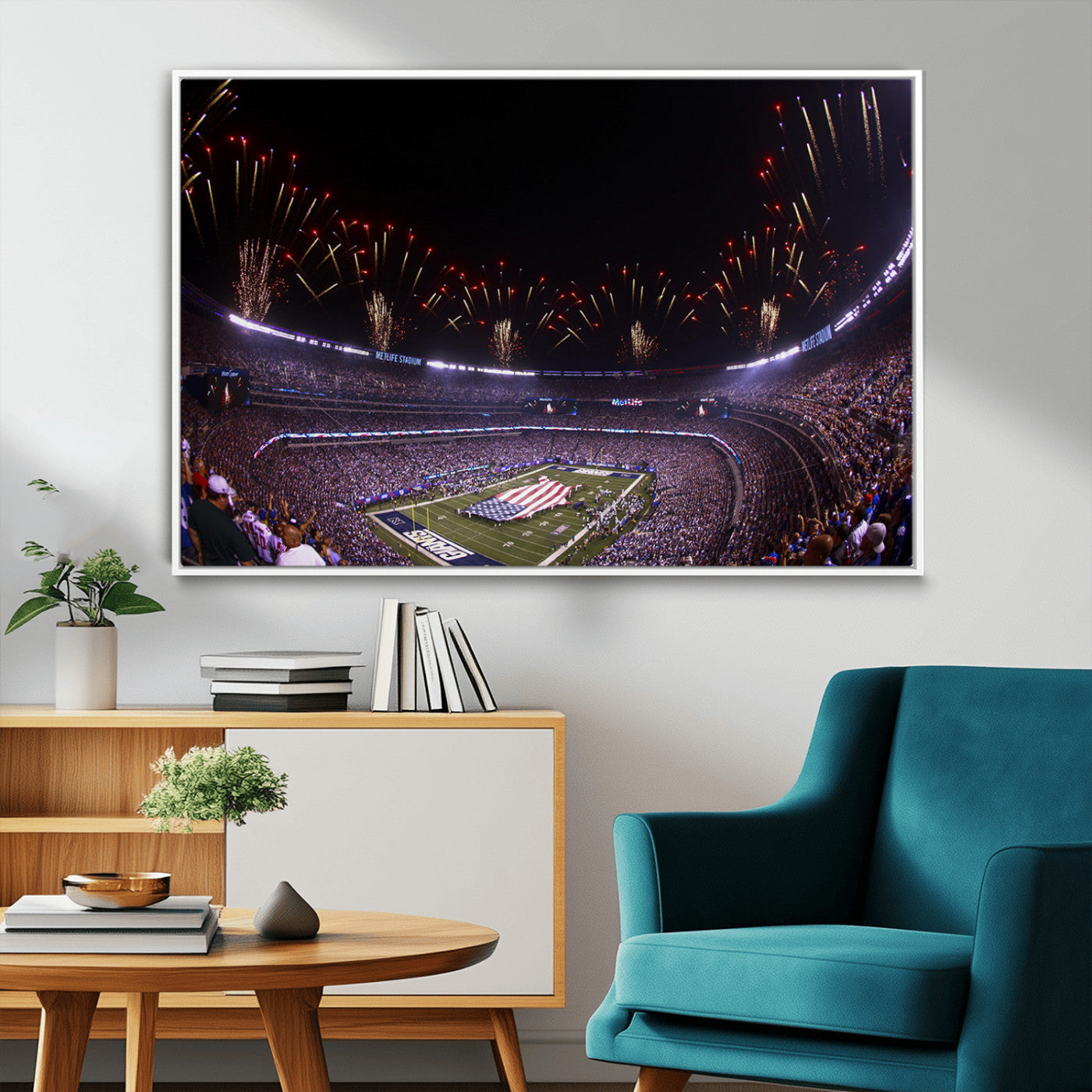 MGV-FC-36X24 - New York Giants Football Team Print - East Rutherford MetLife Stadium Wall Art Canvas Print