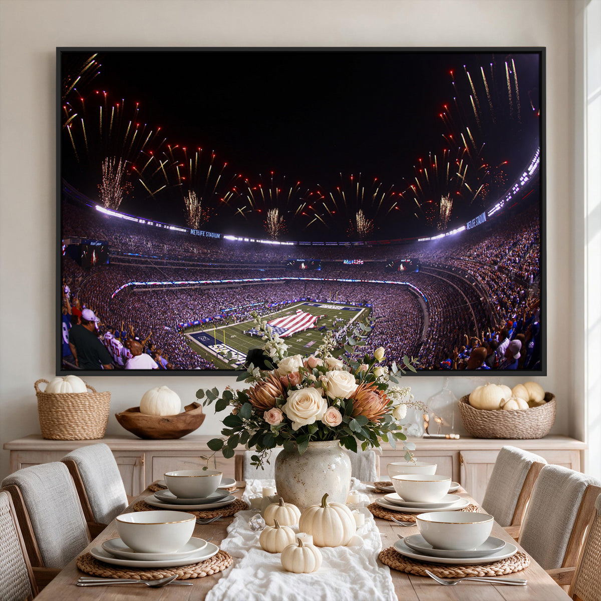 56360-MGV-CV-36X24 - New York Giants Football Team Print, East Rutherford MetLife Stadium Wall Art
