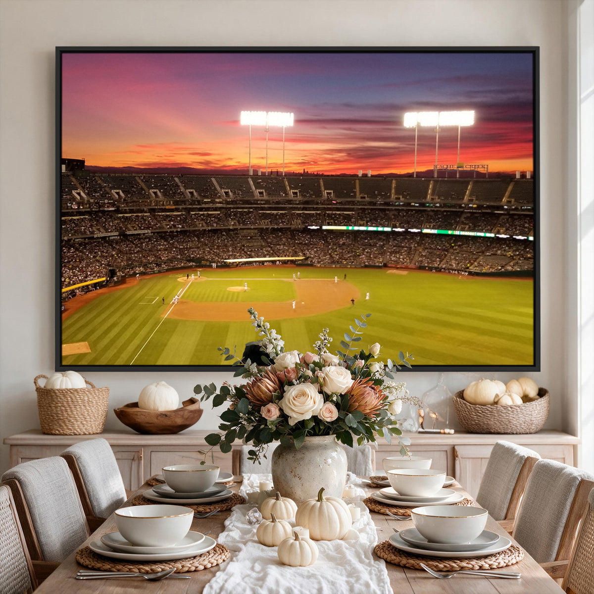 73718-MGV-CV-36X24 - Oakland Athletics Baseball Team Print, Oakland Coliseum