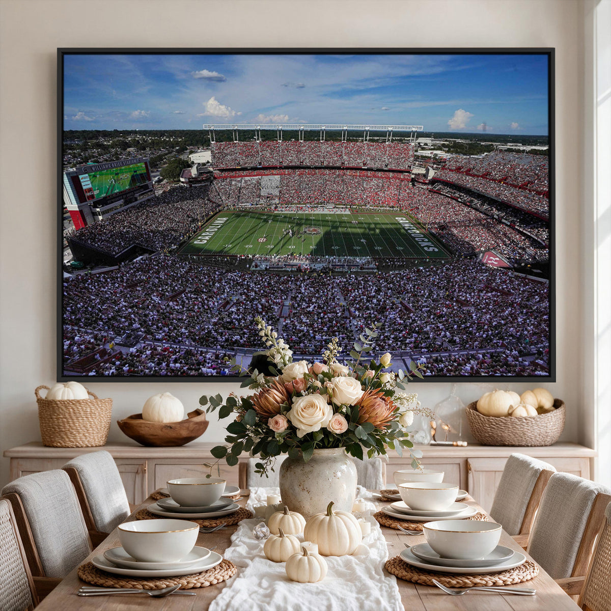 83382-MGV-CV-36X24 - South Carolina Gamecocks Football Team Print, Columbia Williams-Brice Stadium Wall Art