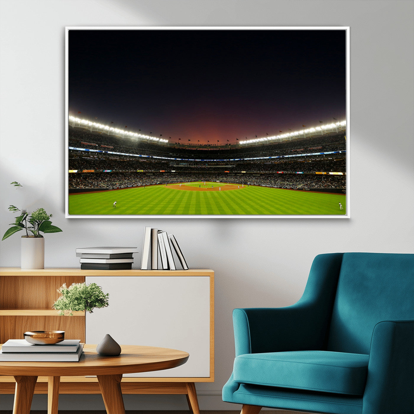 MGV-FC-36X24 - Yankee Stadium Night Game Triple Canvas, Yankee Stadium Canvas Wall Art - New York Yankees MLB Match