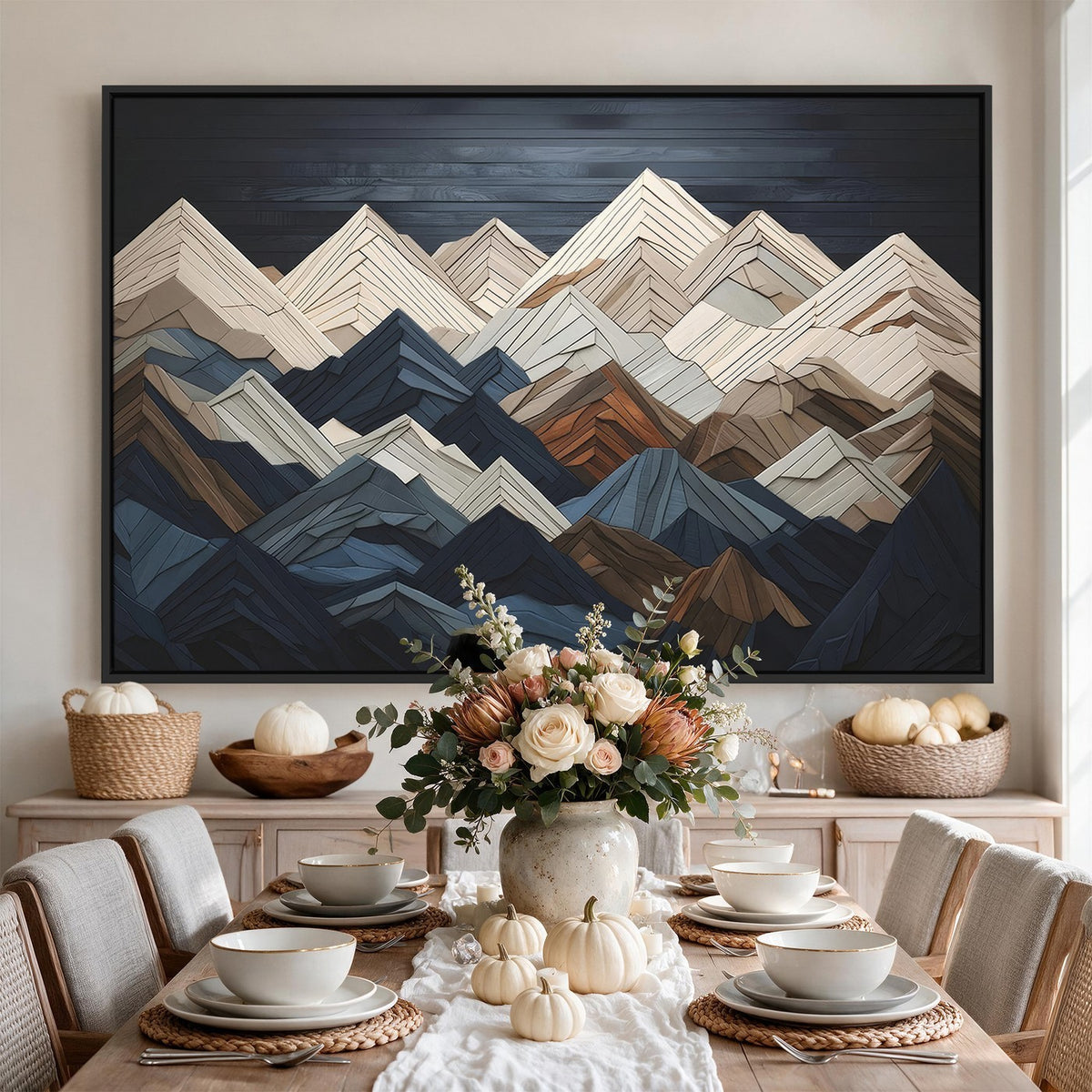12896-MGV-CV-24X16 - Mountain Wall Art, Modern Abstract Landscape Canvas Print