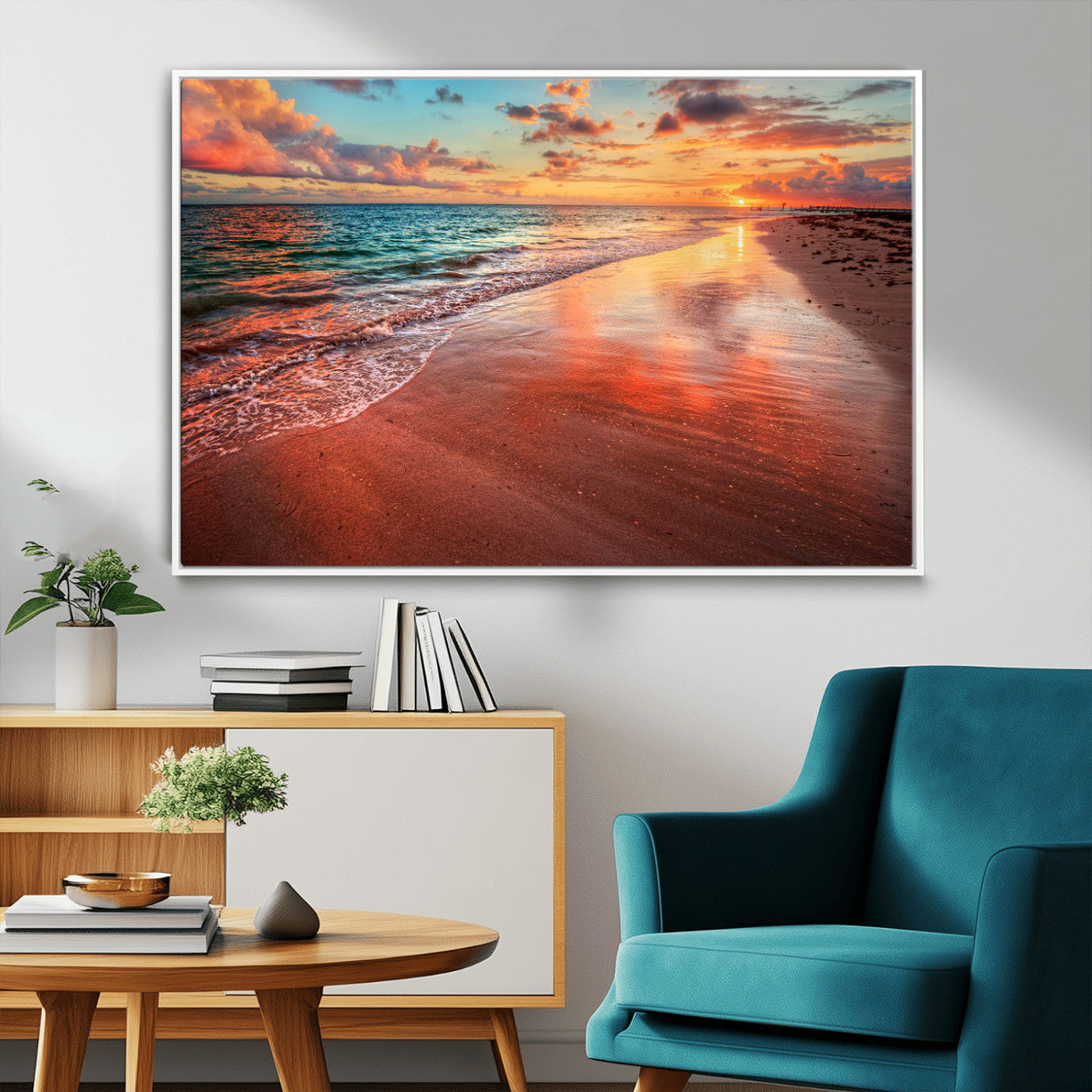 MGV-FC-36X24 - Sunset Beach Wall Art | Ocean Canvas Print | Coastal Wall Art | Tranquil Sunset Canvas Print