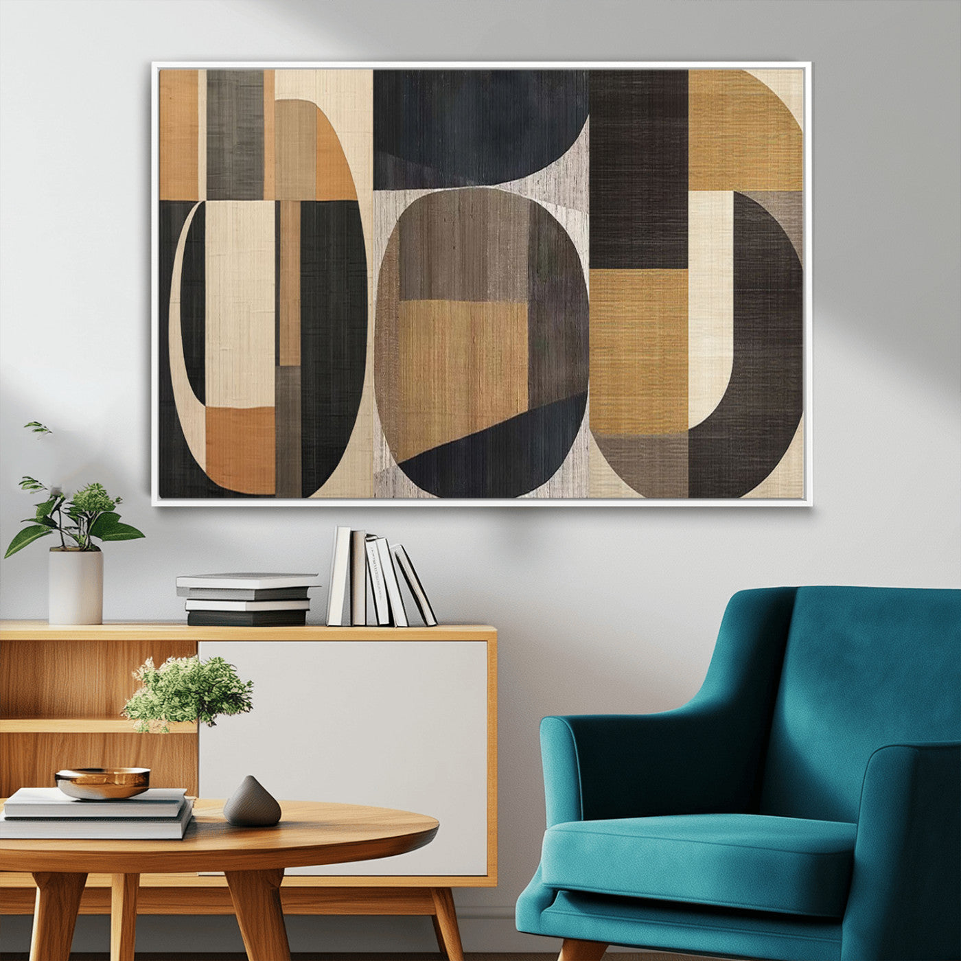 MGV-FC-36X24 - Modern Brown Wabi Sabi Abstract Wall Art Canvas Print Set, Minimalist Wall Art