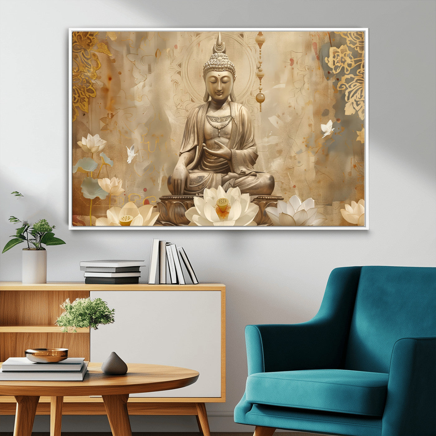 MGV-FC-36X24 - Buddha Wall Art Canvas Print, Buddha Meditation Room Decor, Yoga Room Wall Decor