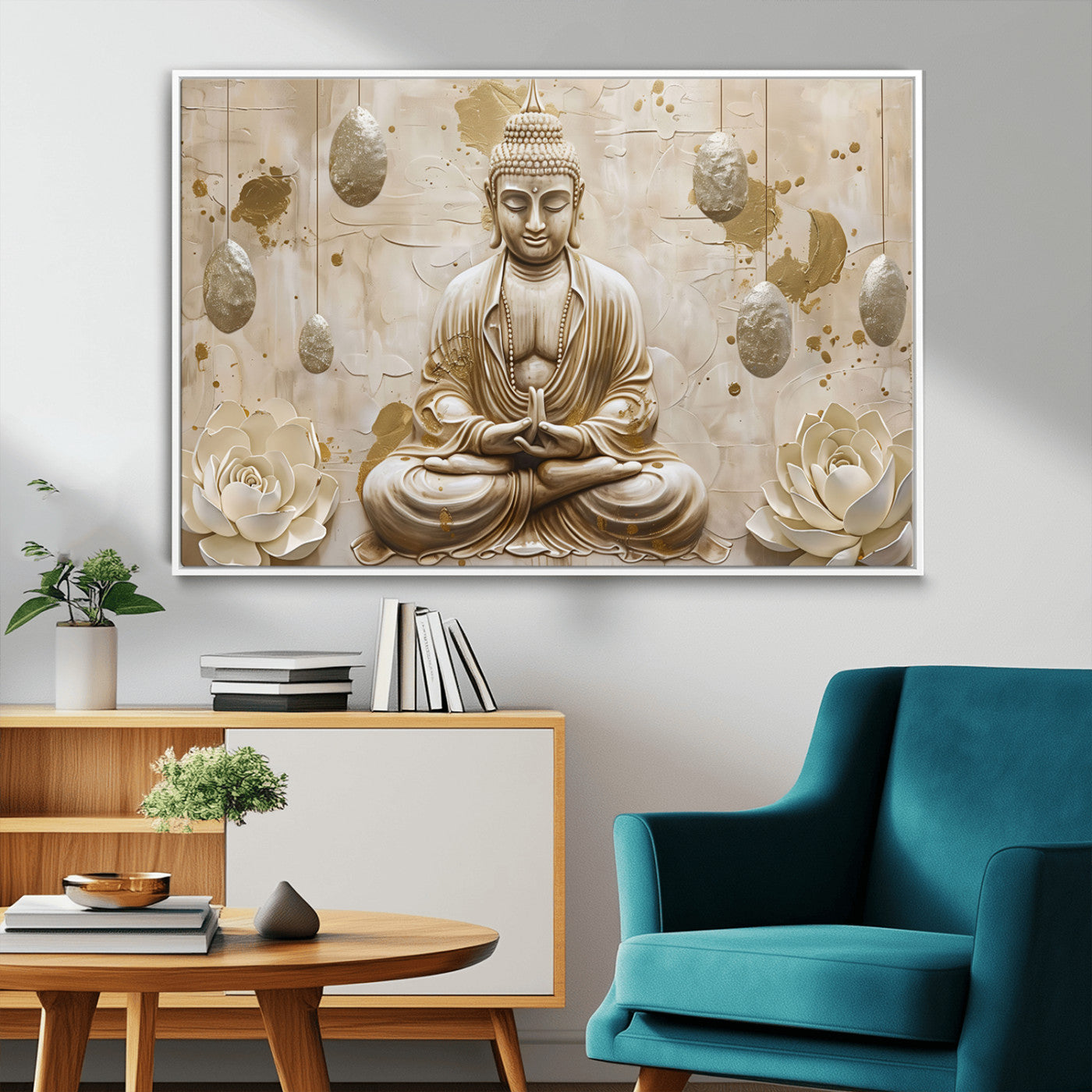 MGV-FC-36X24 - Serene Buddha Wall Art | Yoga Room Decor and Meditation Wall Art Print | Framed and Ready to Hang