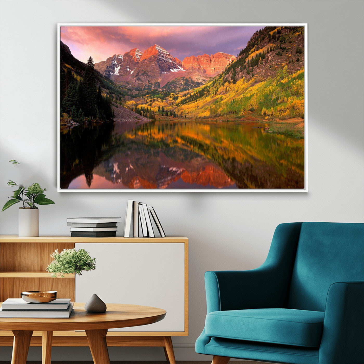 86946-MGV-FC-36X24_White-Colorado Rockies Mountain Sunset Wall Art | Ready to Hang and Framed | Scenic Nature Landscape
