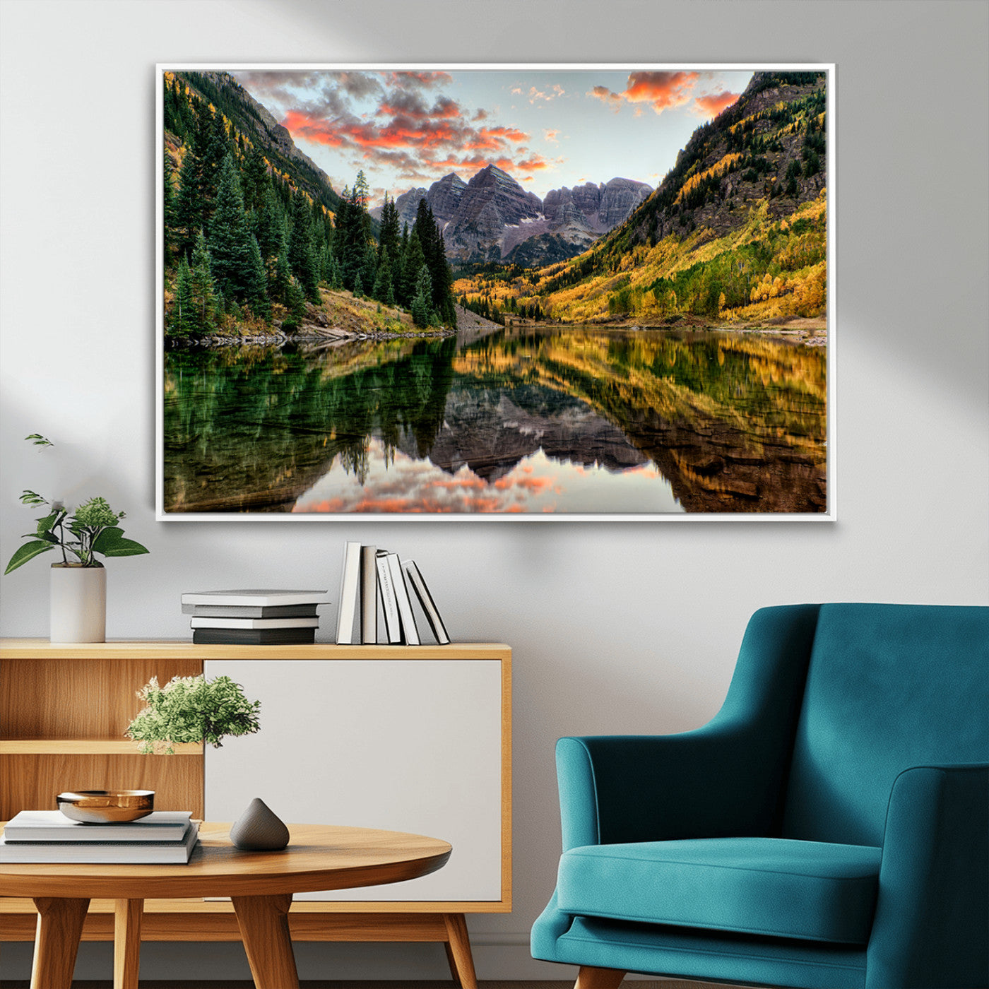 MGV-FC-36X24 - Maroon Bells Wall Art - Scenic Canvas Print of Maroon Bells in Autumn for Elegant Home or Office