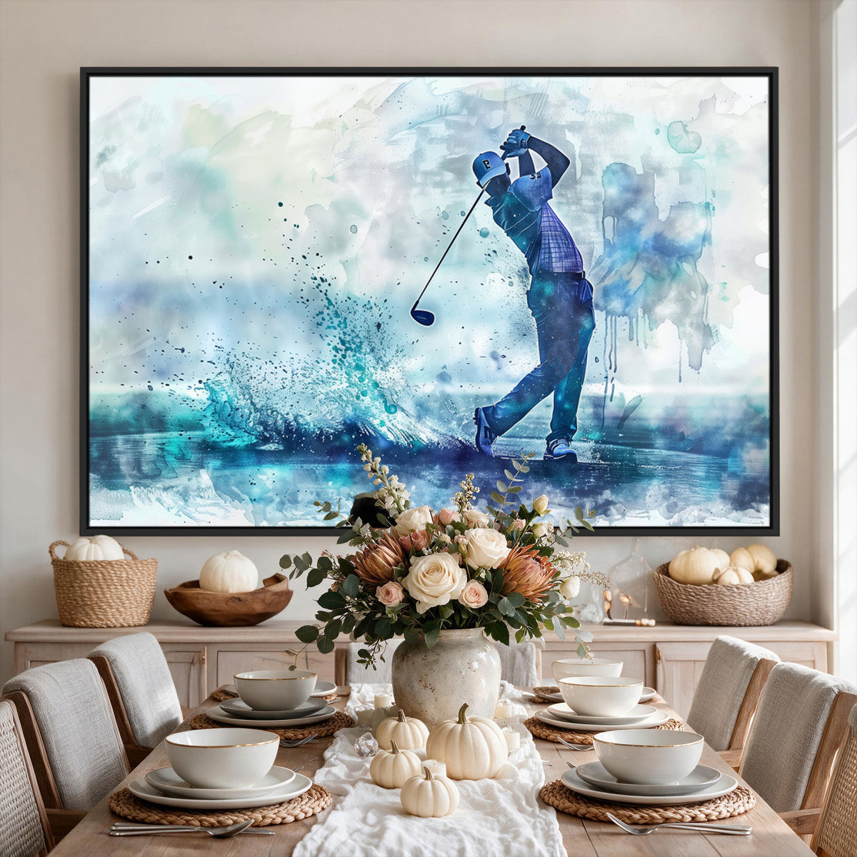 45328-MGV-CV-36X24 - Watercolor Abstract Golf Swing Wall Art Canvas Print