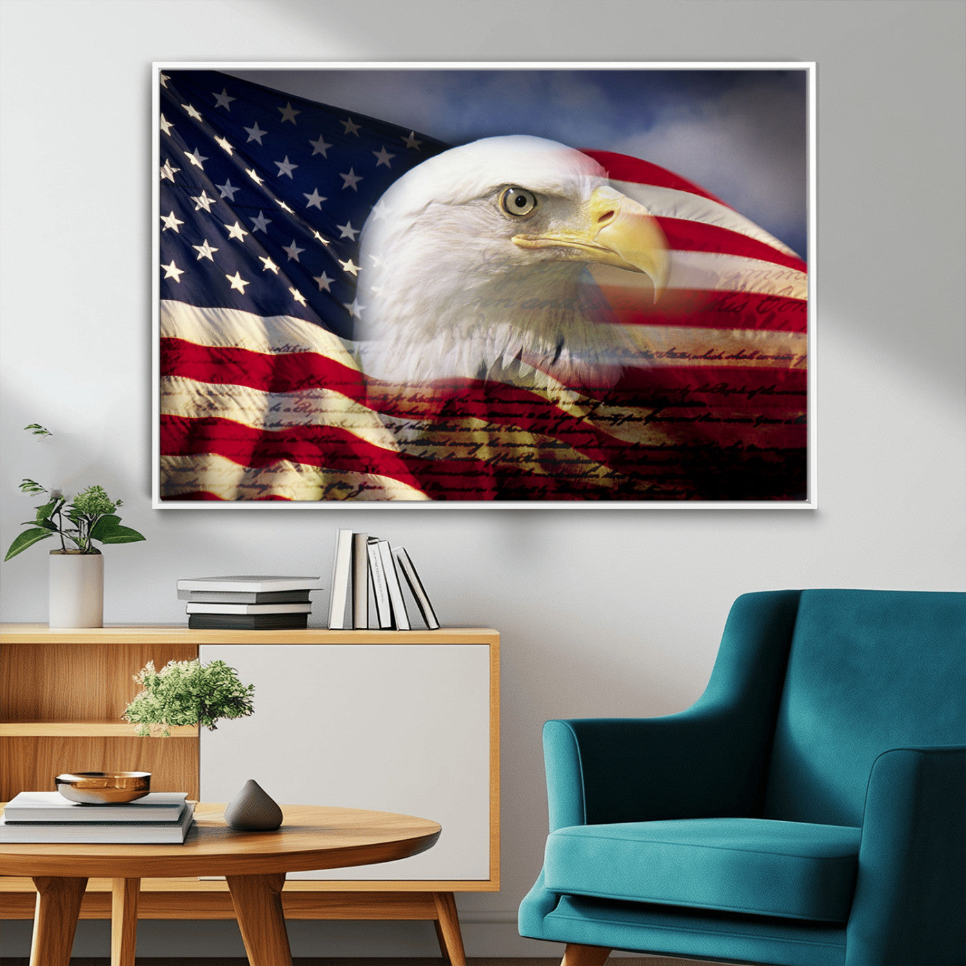 MGV-FC-36X24 - American Flag Eagle Symbol Wall Art, American Flag Eagle Wall Art Canvas Print