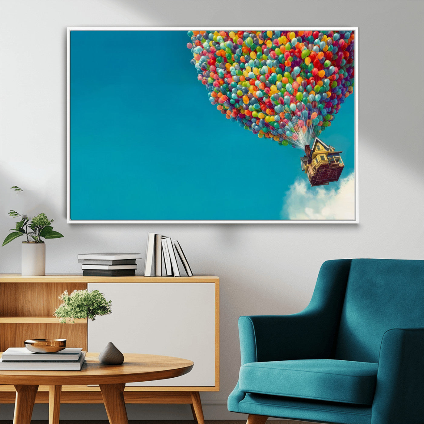 MGV-FC-36X24 - Carl Fredricksen, Up Movie Wall Art, Colorful Balloon House Art | Whimsical Wall Decor for Living