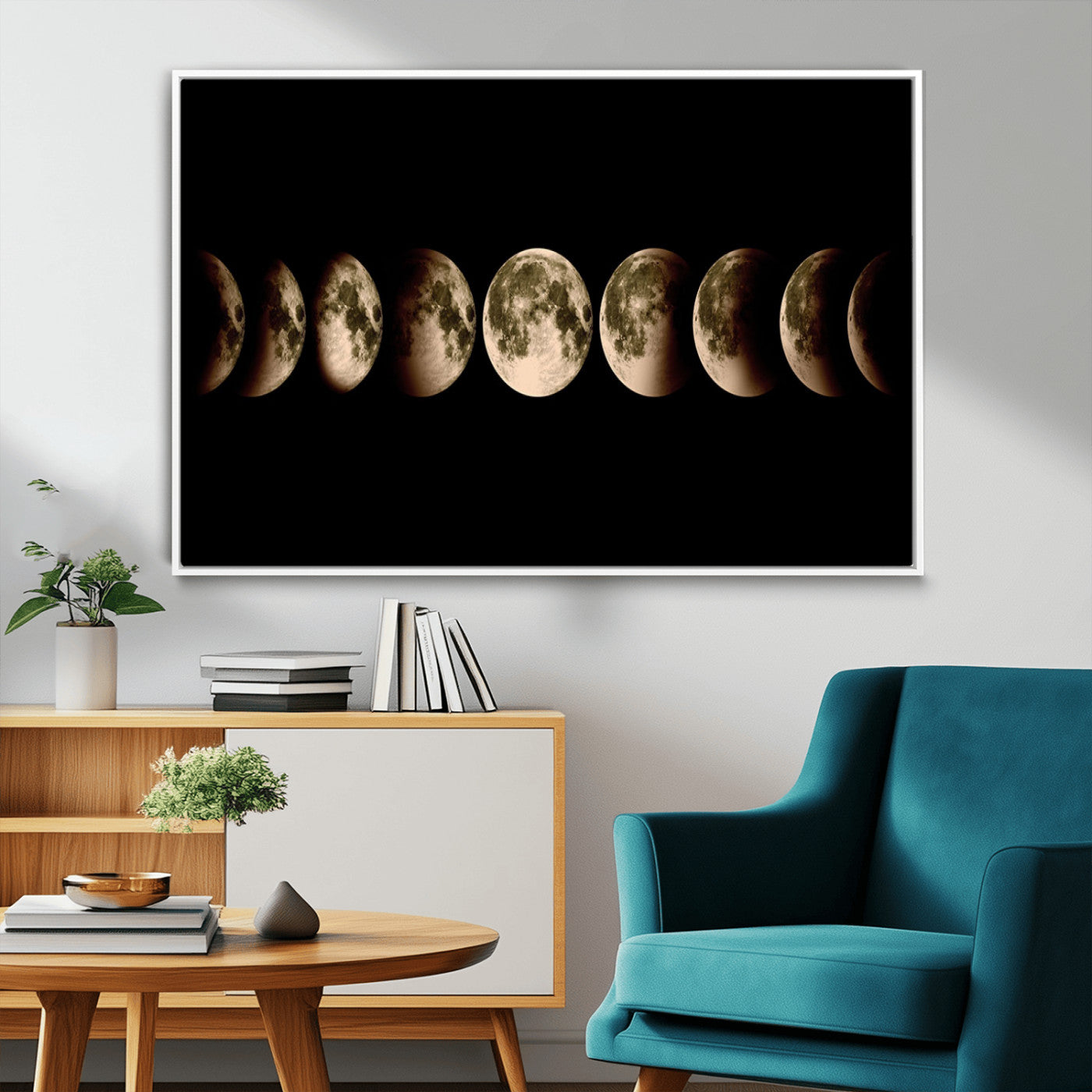 MGV-FC-36X24 - Phases of the Moon Wall Art | Canvas Print for Modern Wall Decor | Ready to Hang and Framed