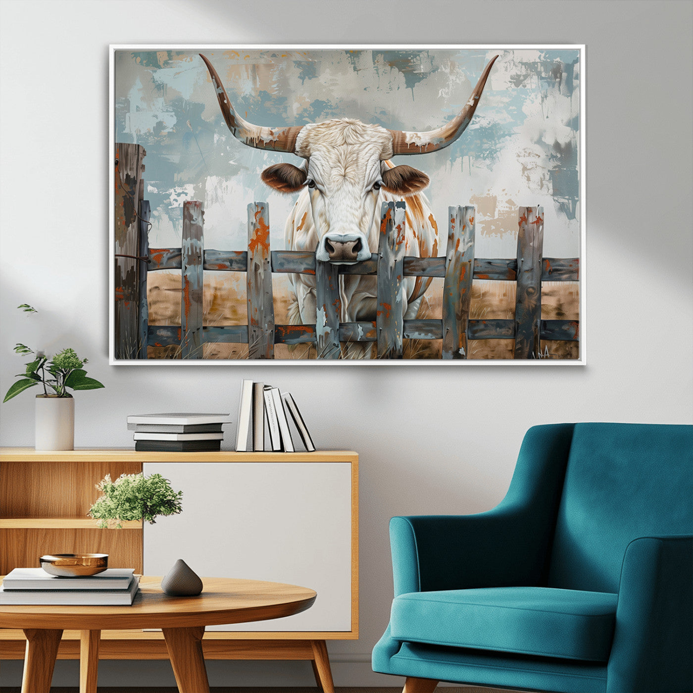 MGV-FC-36X24 - Vintage Cow Wall Art Canvas Print for Farmhouse Wall Decor Theme, Cattle Wall Art Print