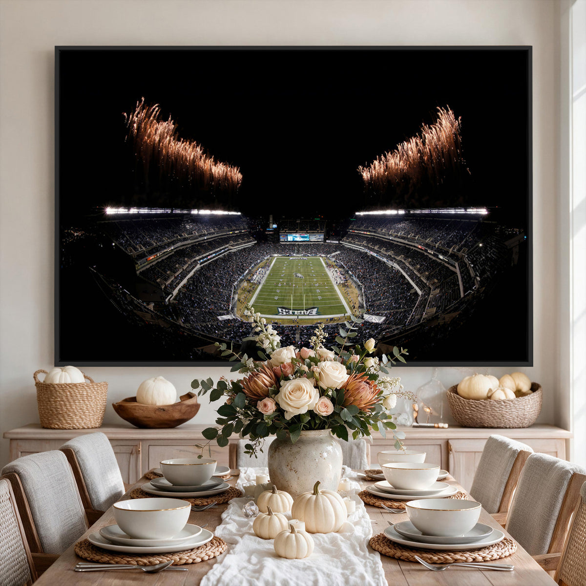 89680-MGV-CV-36X24 - Eagles Field Stadium Wall Art, Philadelphia Eagles Football, Framed and Ready to Hang